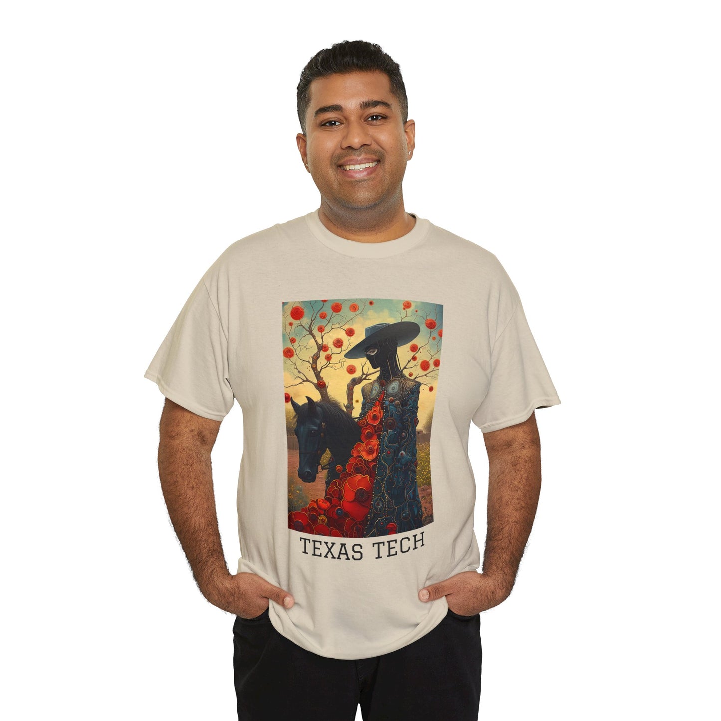Texas Tech 03F - Unisex Heavy Cotton Tee - Image on the Front