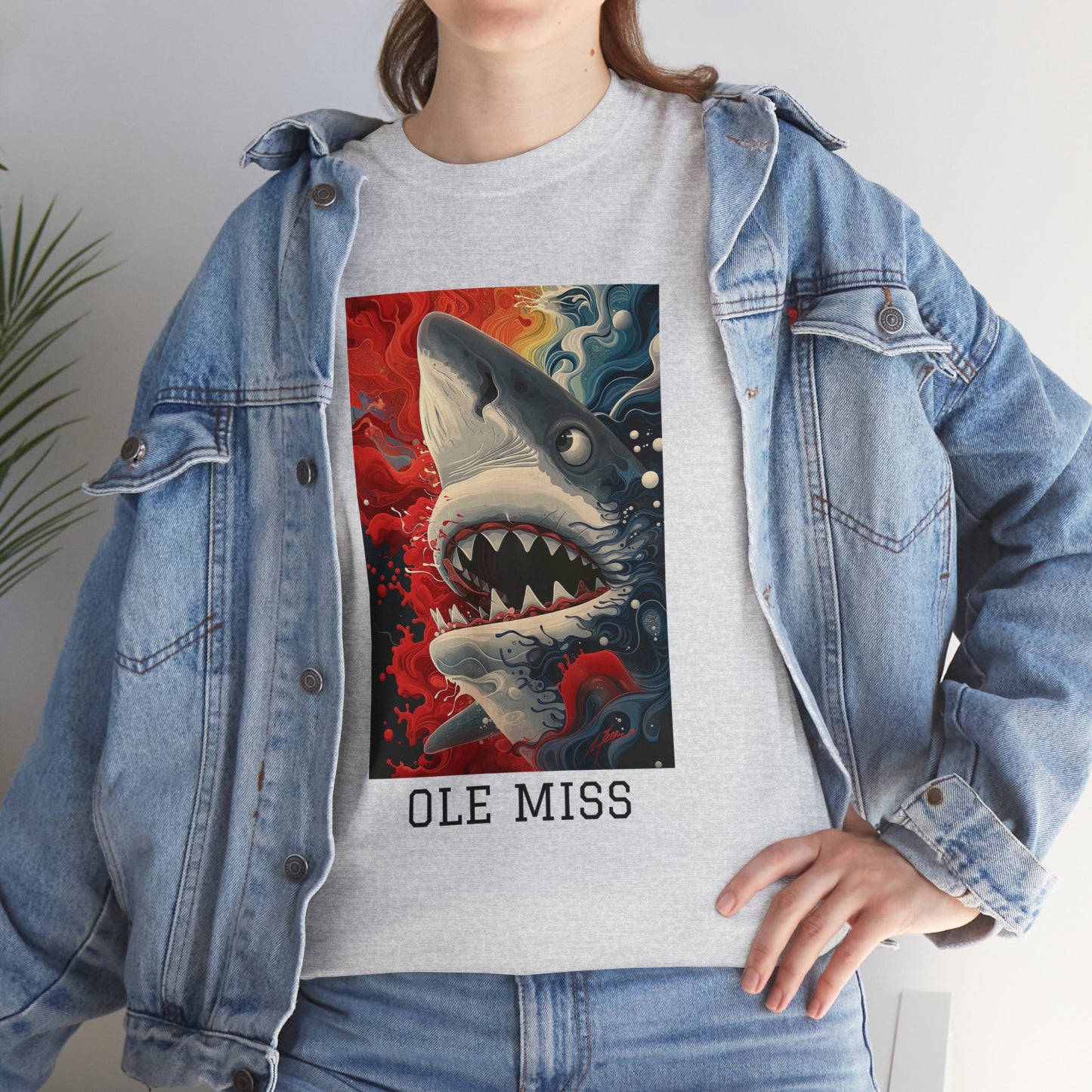 Ole Miss 01F - Unisex Heavy Cotton Tee - Image on the Front