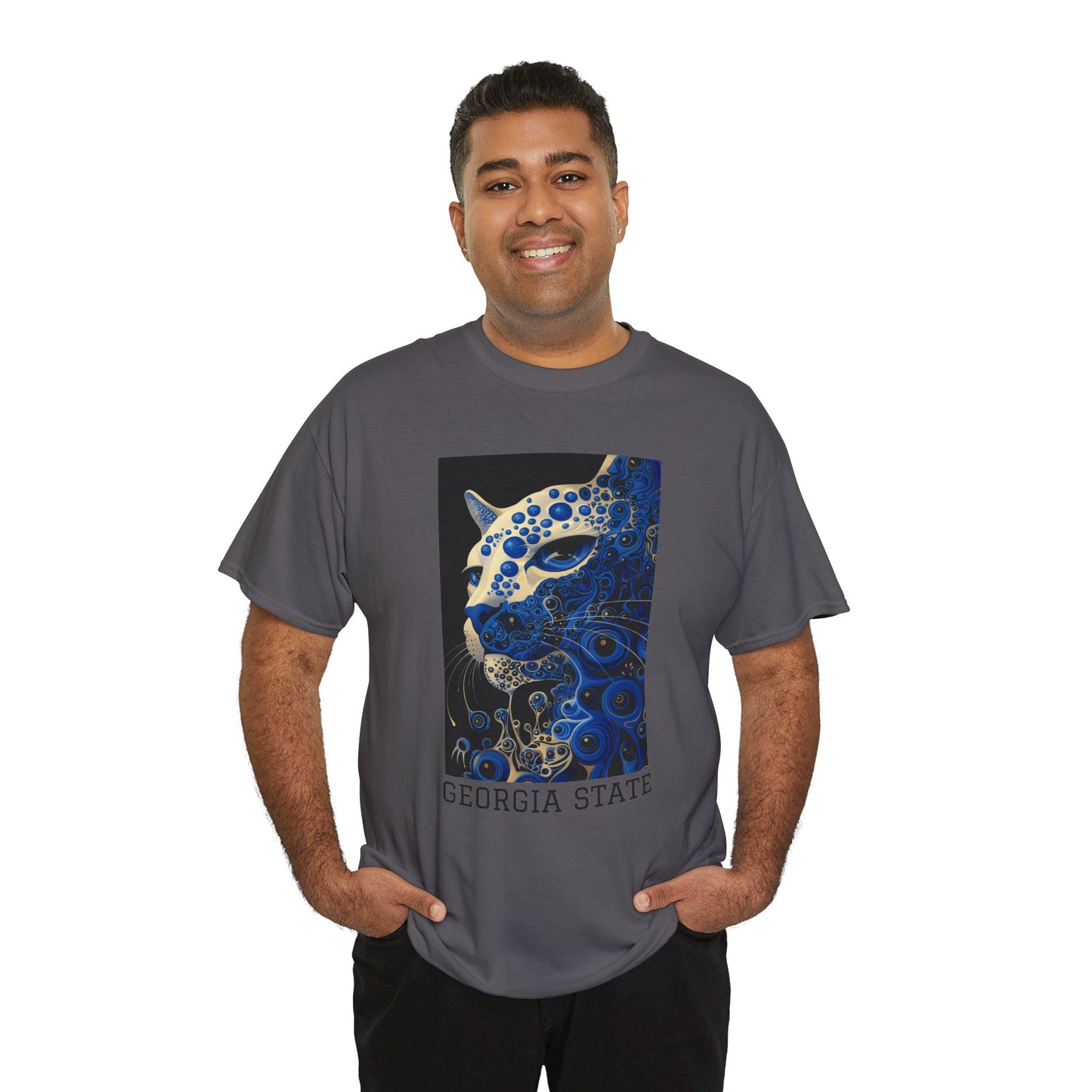 Georgia State 01F - Unisex Heavy Cotton Tee - Image on the Front