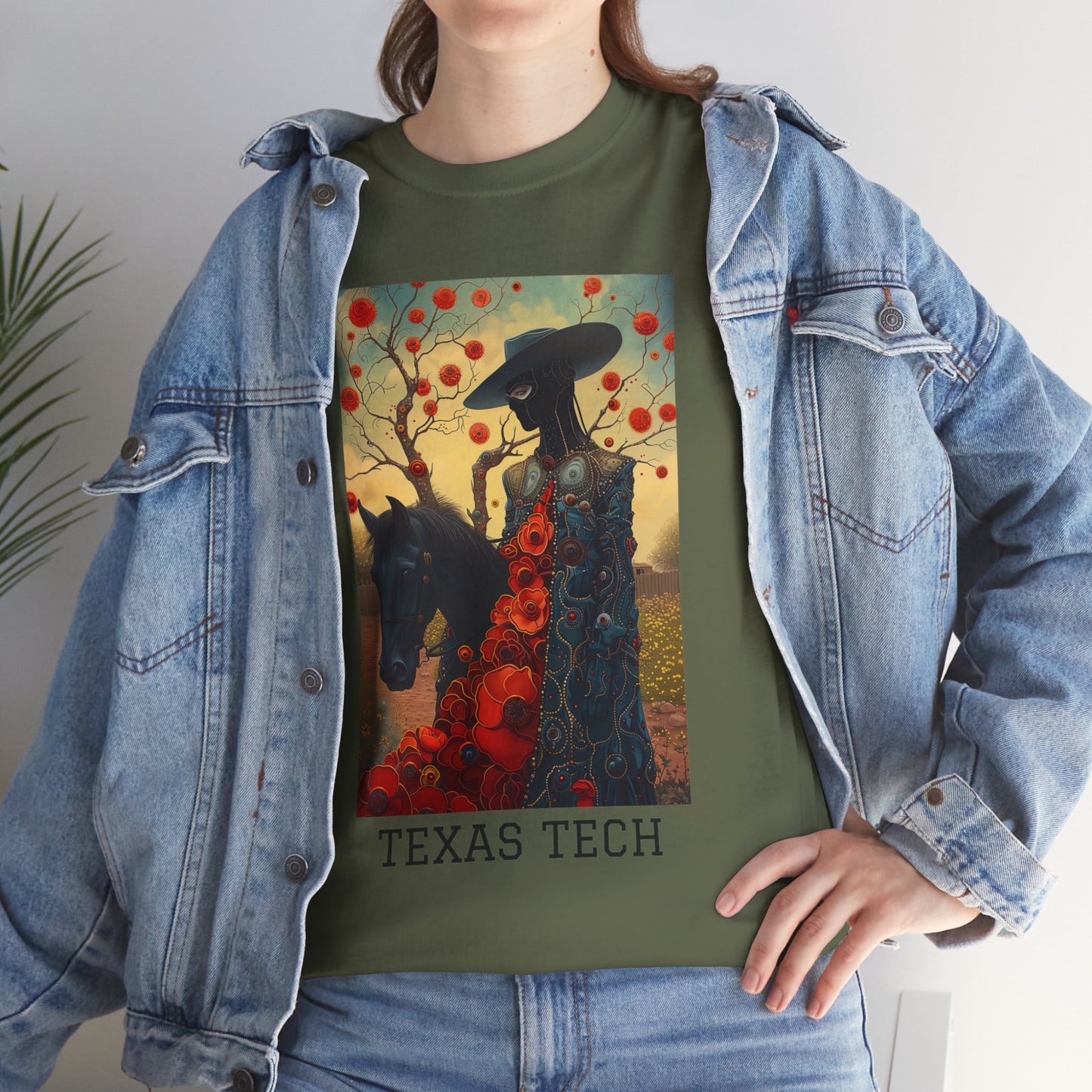Texas Tech 03F - Unisex Heavy Cotton Tee - Image on the Front