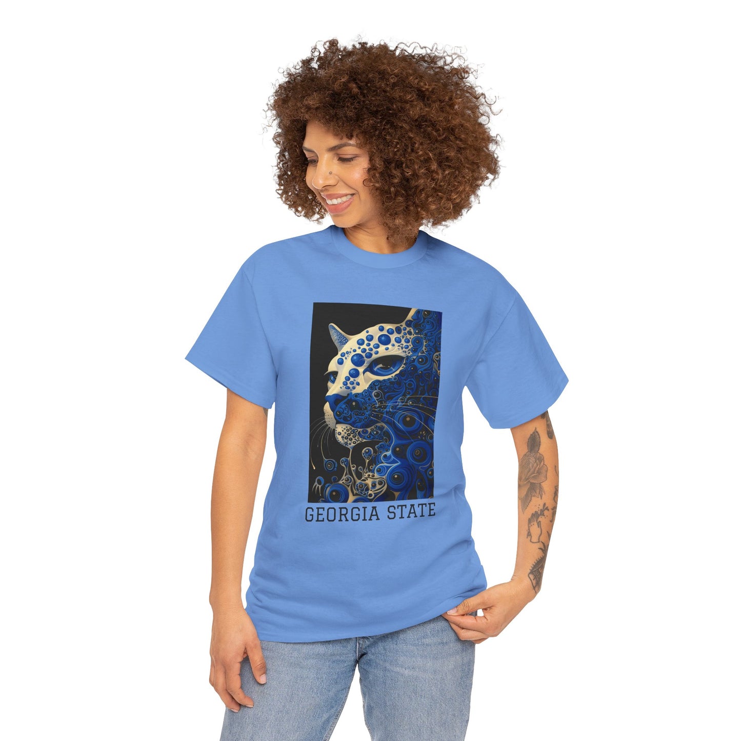 Georgia State 01F - Unisex Heavy Cotton Tee - Image on the Front