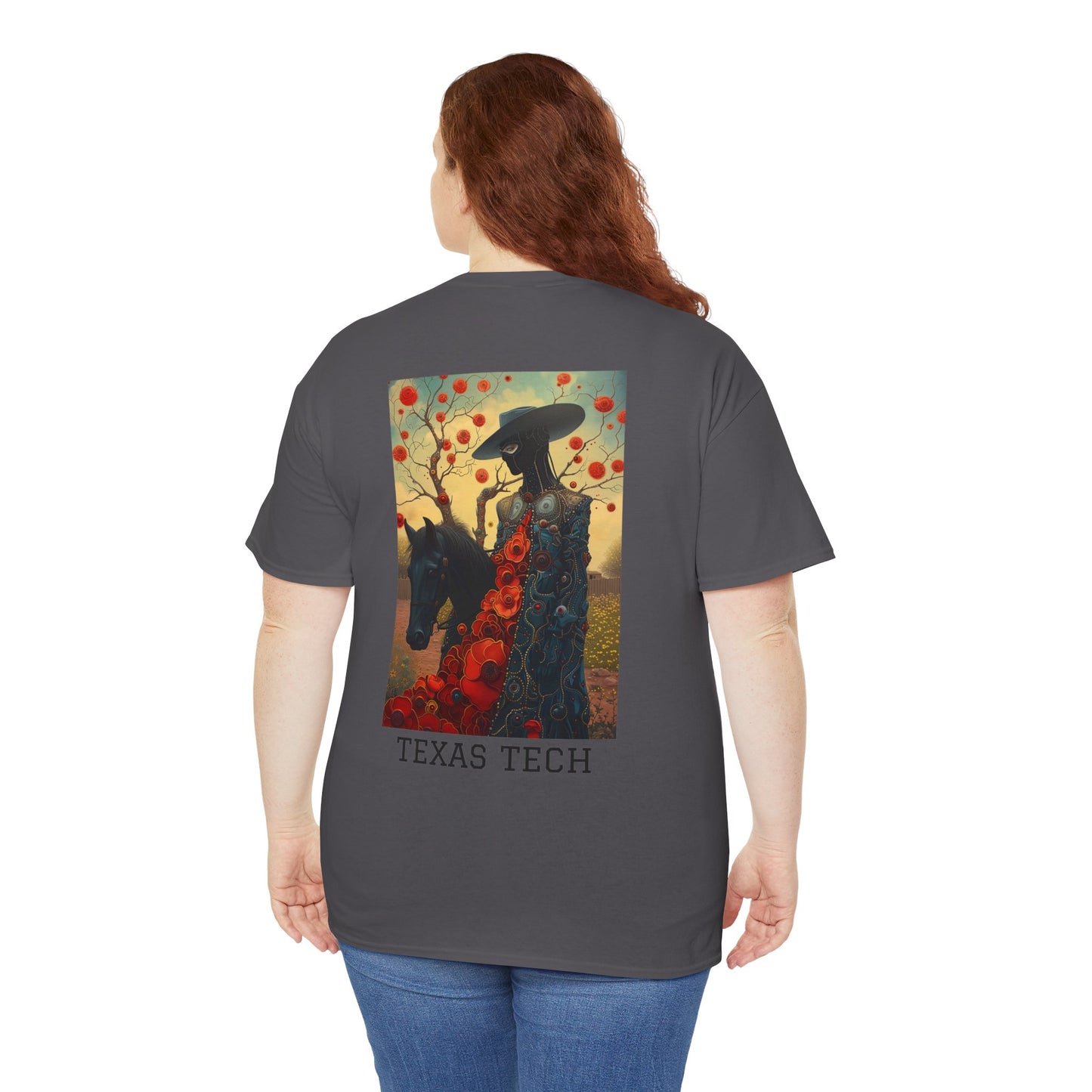 Texas Tech 03B - Unisex Heavy Cotton Tee - Image on the Back