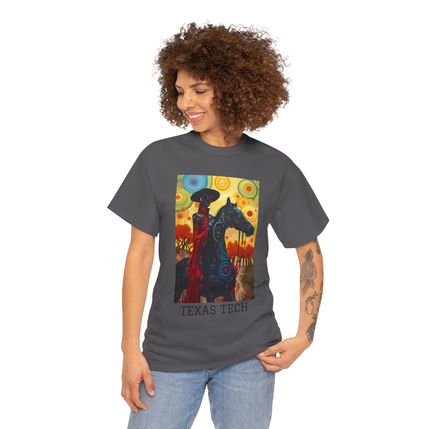 Texas Tech 02F - Unisex Heavy Cotton Tee - Image on the Front