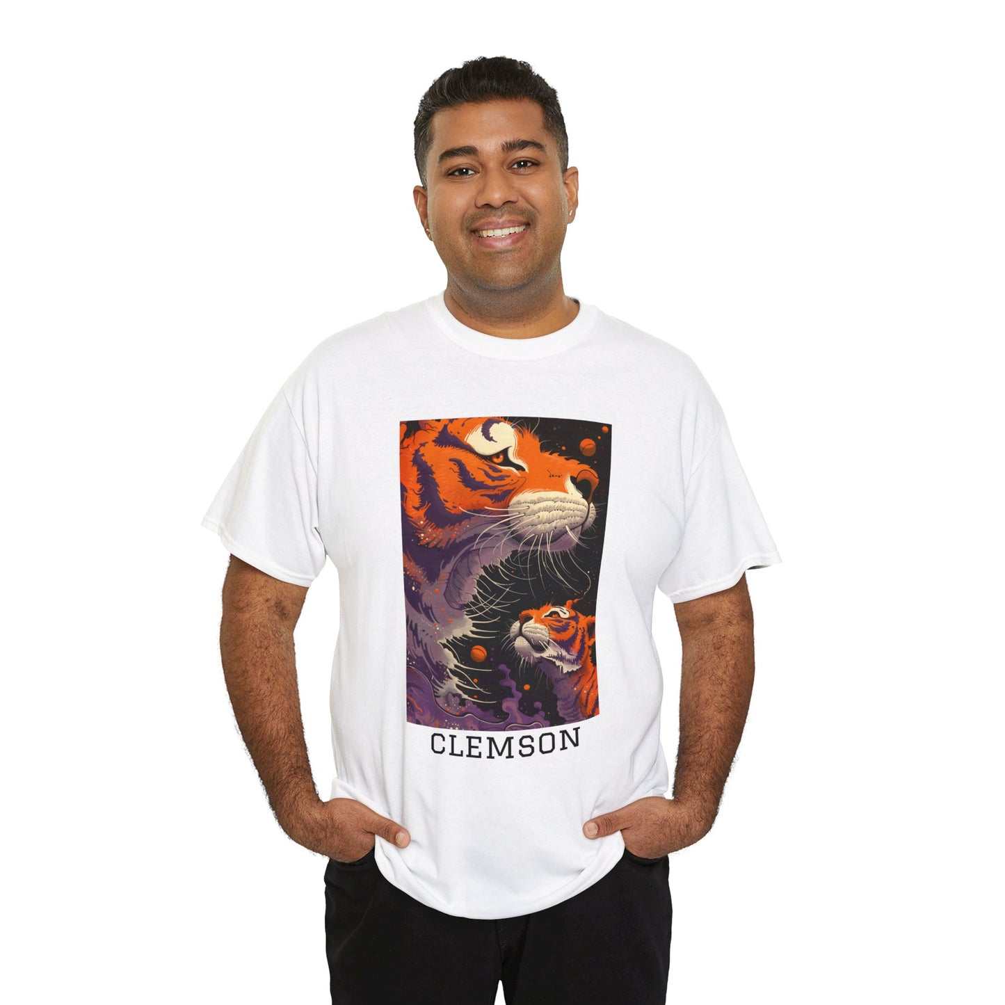 Clemson 01F - Unisex Heavy Cotton Tee - Image on the Front