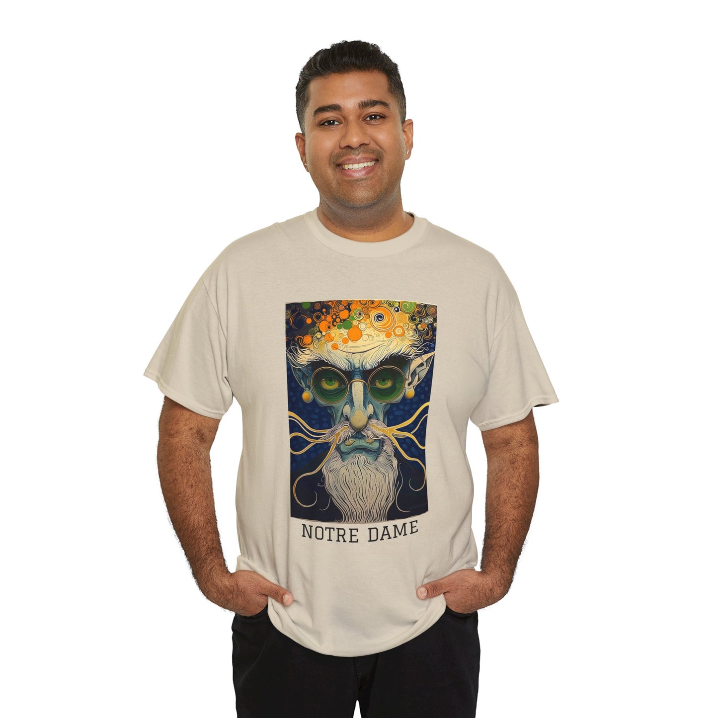 Notre Dame 02F - Unisex Heavy Cotton Tee - Image on the Front