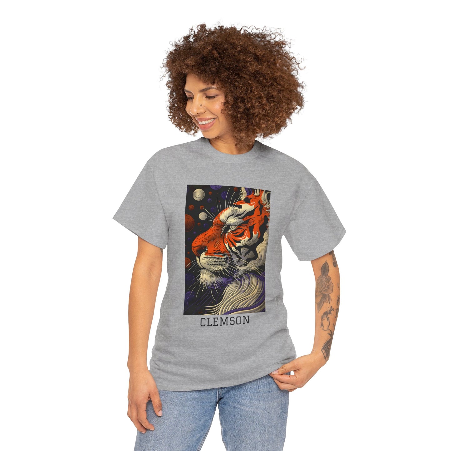 Clemson 02F - Unisex Heavy Cotton Tee - Image on the Front