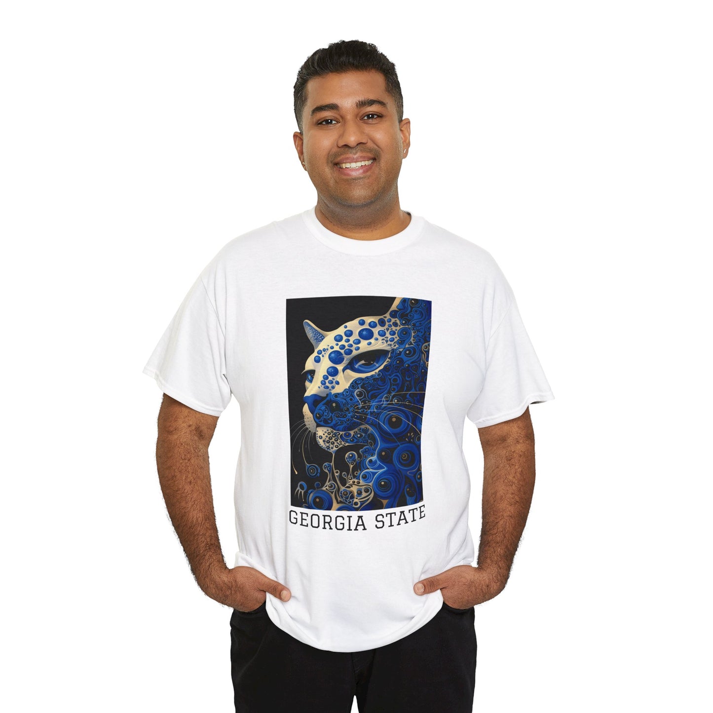 Georgia State 01F - Unisex Heavy Cotton Tee - Image on the Front