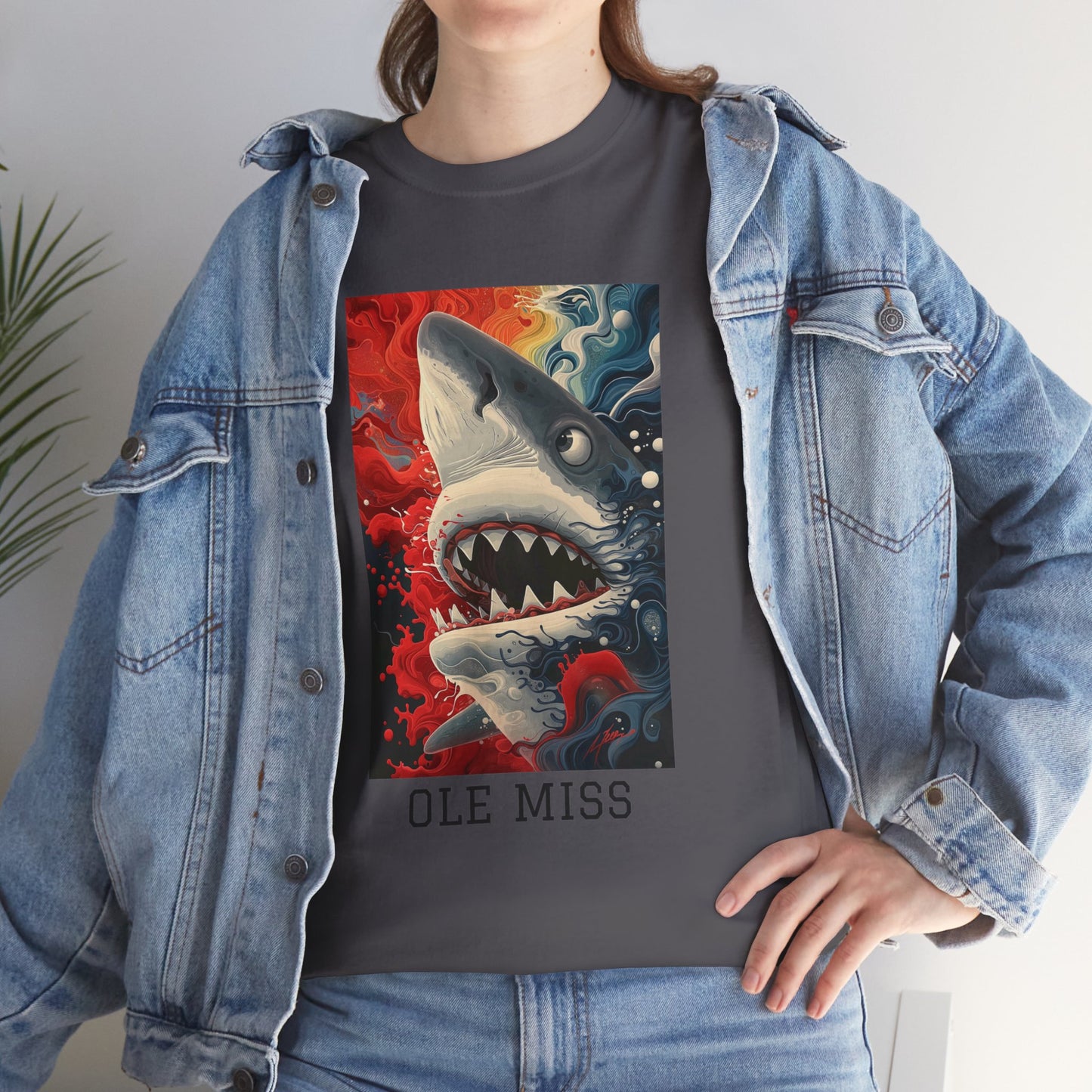 Ole Miss 01F - Unisex Heavy Cotton Tee - Image on the Front