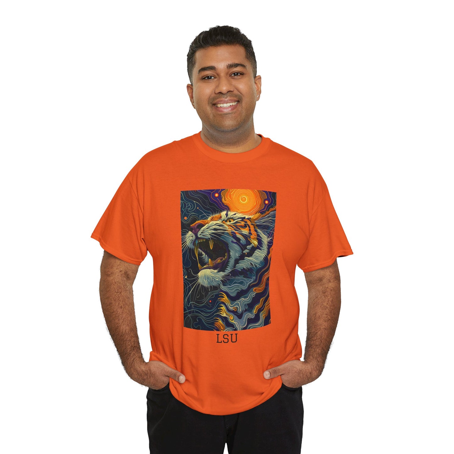 LSU 01F - Unisex Heavy Cotton Tee - Image on the Front