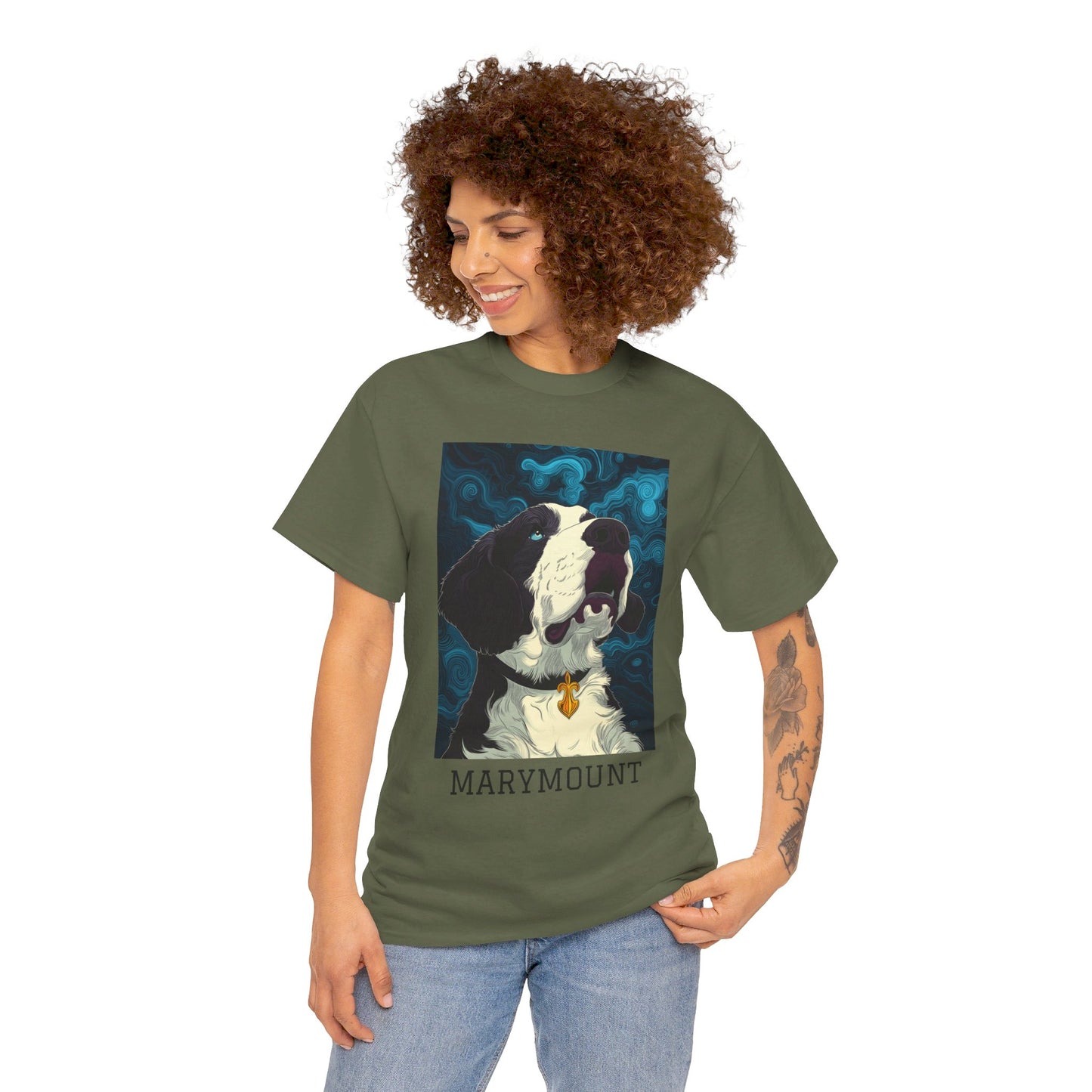 Marymount 01F - Unisex Heavy Cotton Tee - Image on the Front