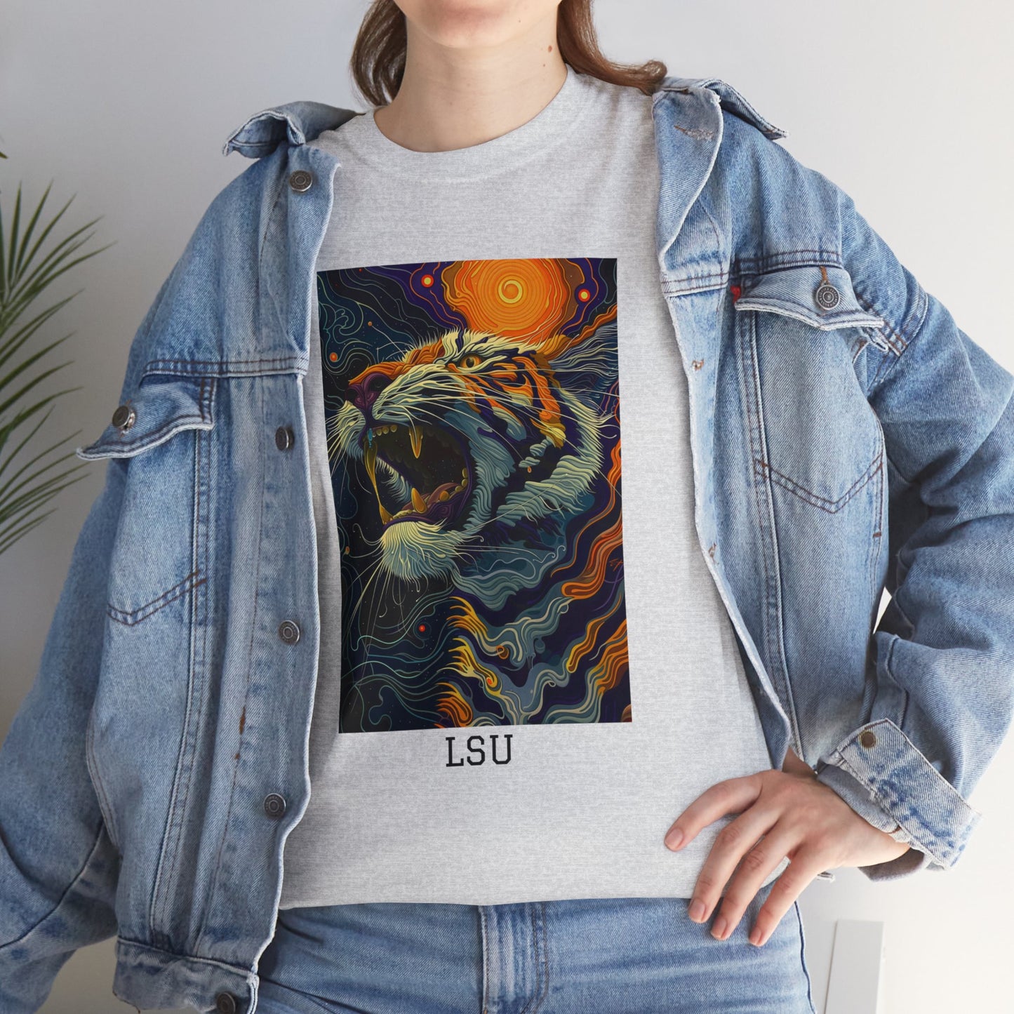 LSU 01F - Unisex Heavy Cotton Tee - Image on the Front