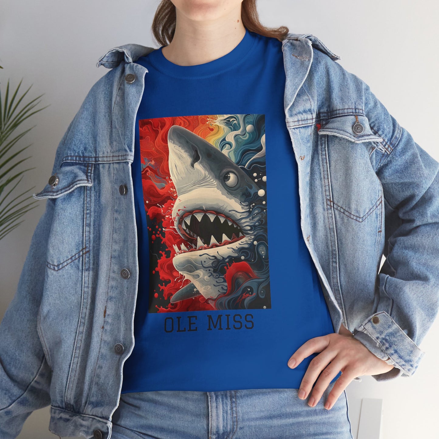 Ole Miss 01F - Unisex Heavy Cotton Tee - Image on the Front