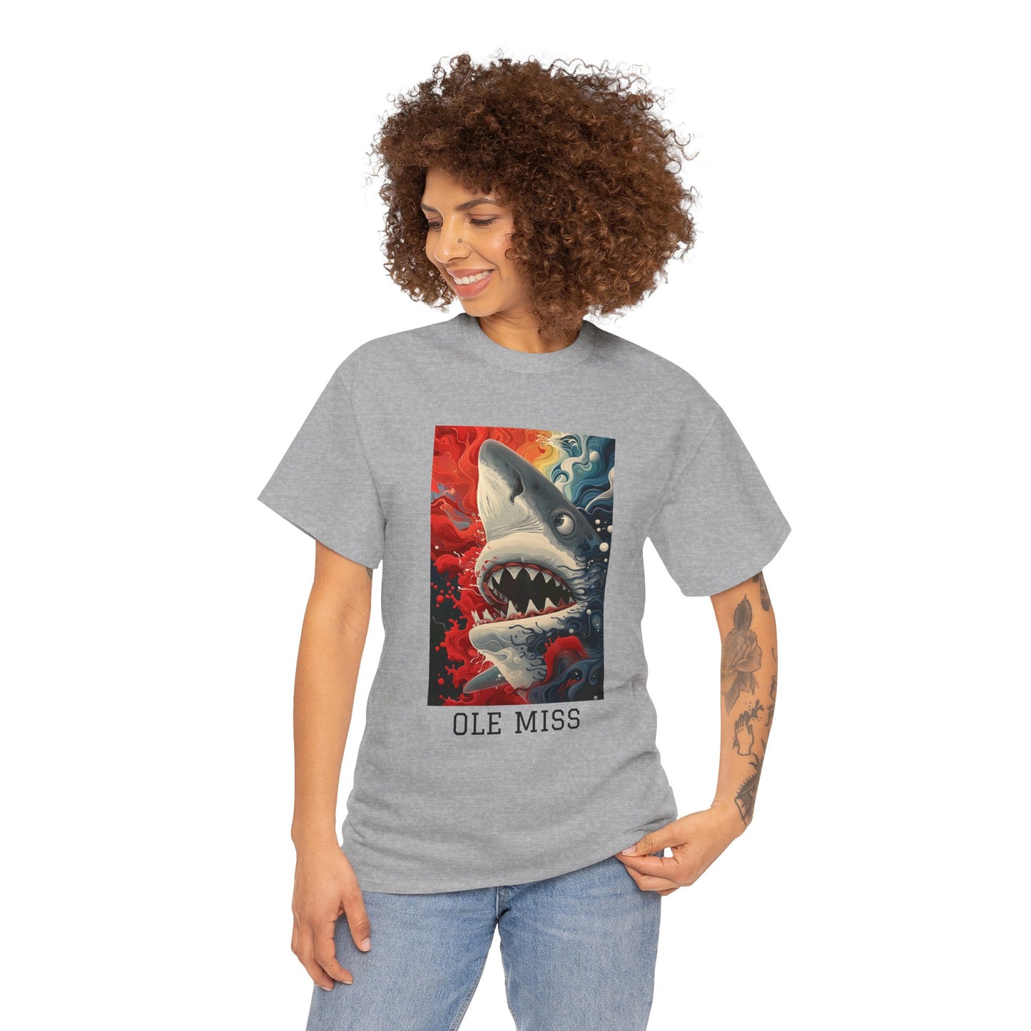 Ole Miss 01F - Unisex Heavy Cotton Tee - Image on the Front