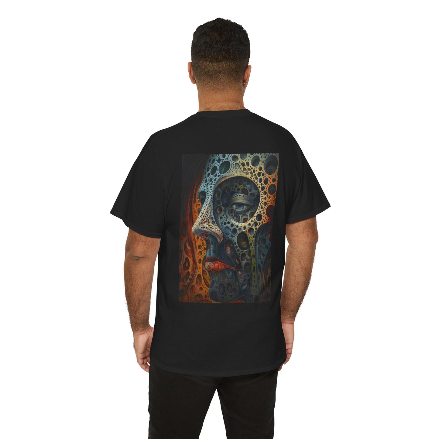 Face 01B - Unisex Heavy Cotton Tee - Image on the Back