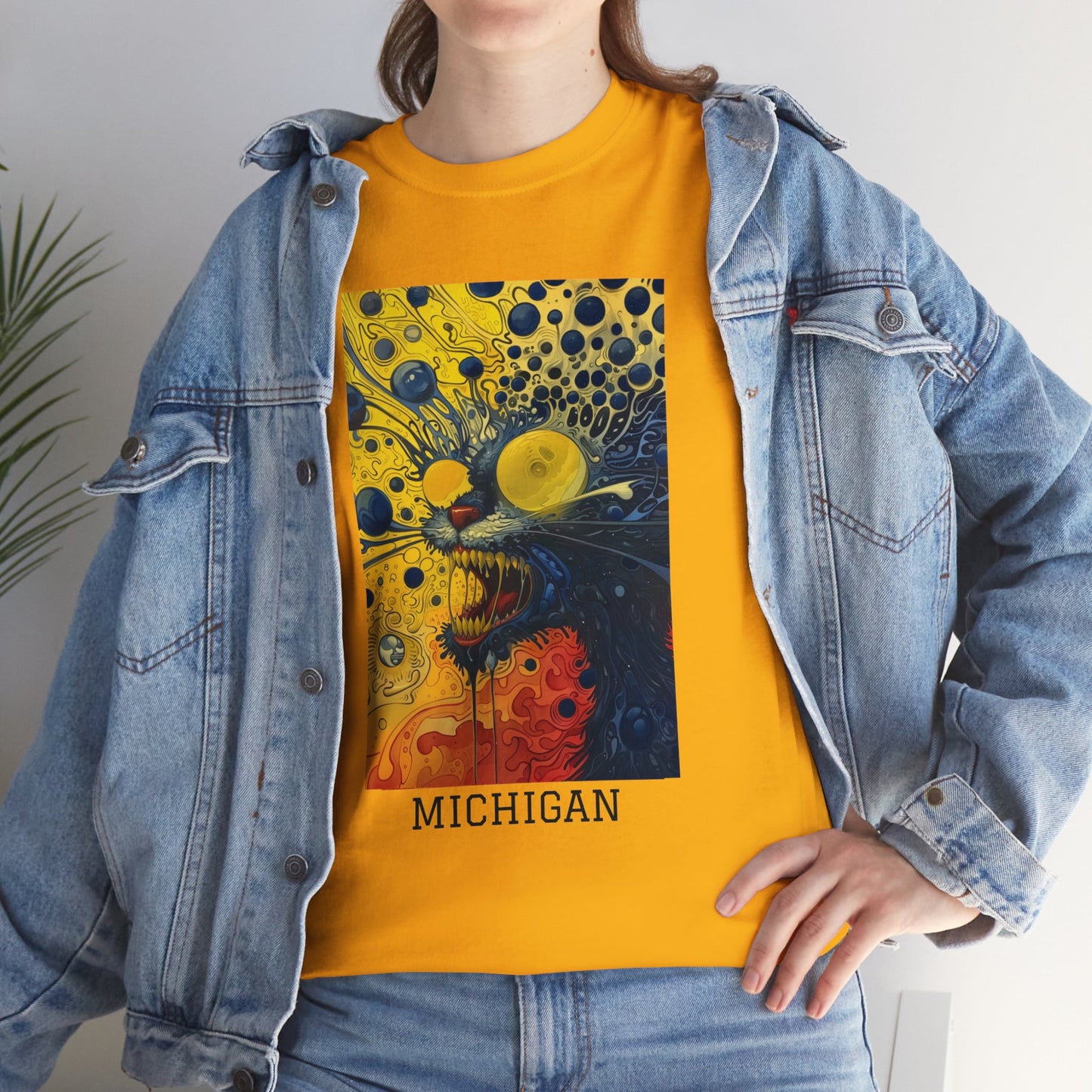 Michigan 02F - Unisex Heavy Cotton Tee - Image on the Front