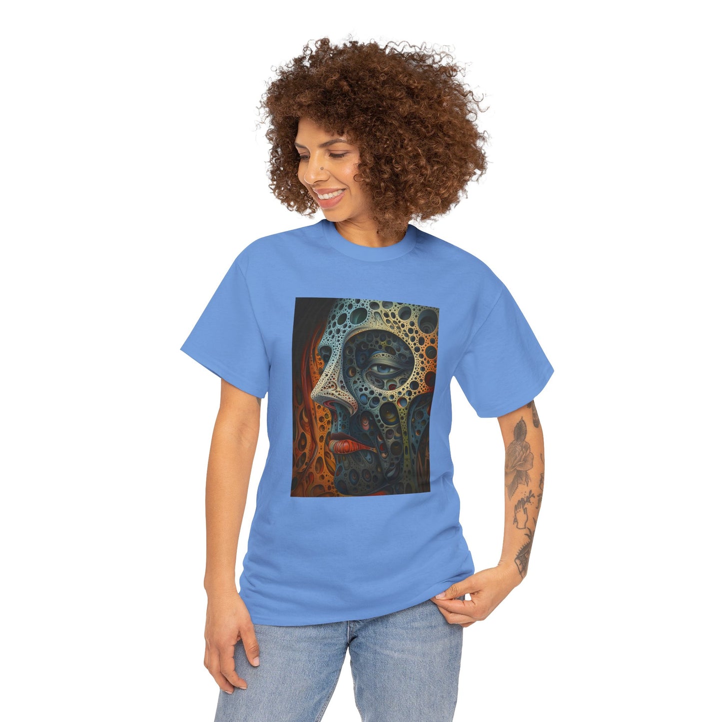Face 01F - Unisex Heavy Cotton Tee - Image on the Front