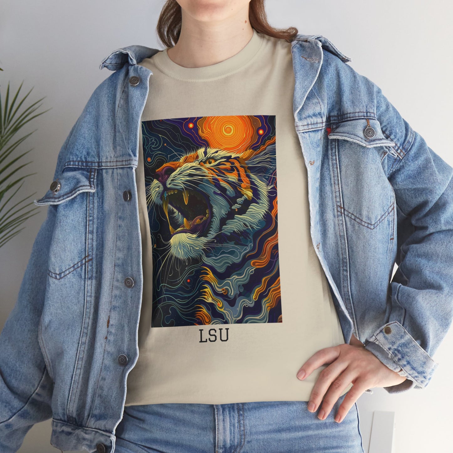 LSU 01F - Unisex Heavy Cotton Tee - Image on the Front