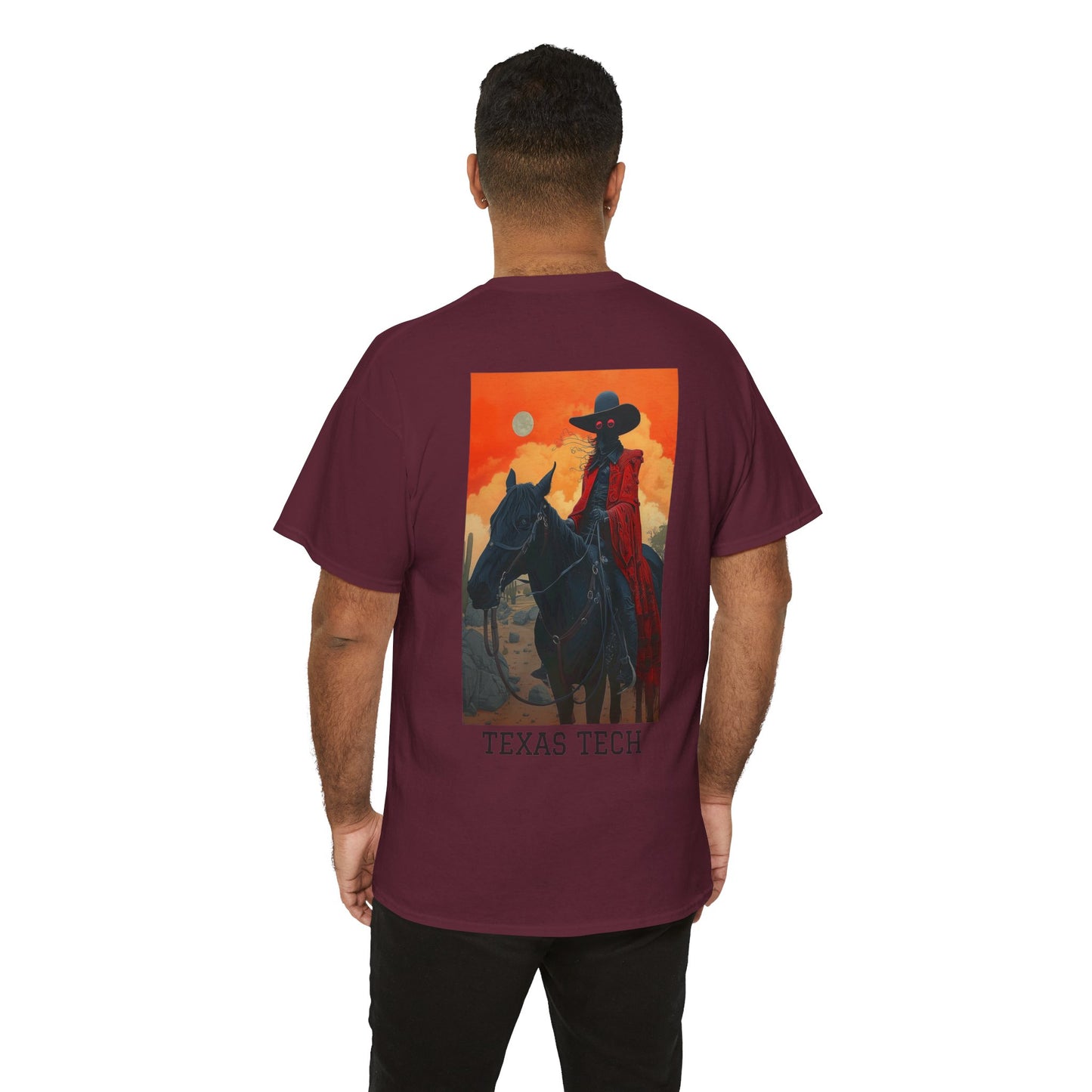 Texas Tech 01B - Unisex Heavy Cotton Tee - Image on the Back
