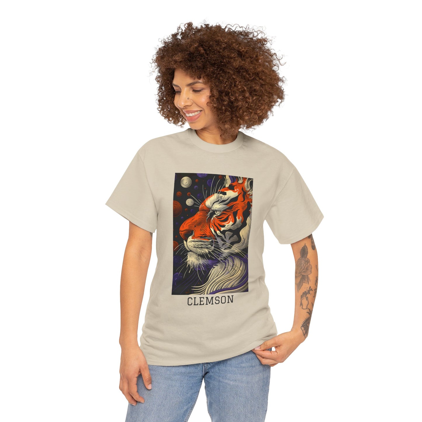 Clemson 02F - Unisex Heavy Cotton Tee - Image on the Front
