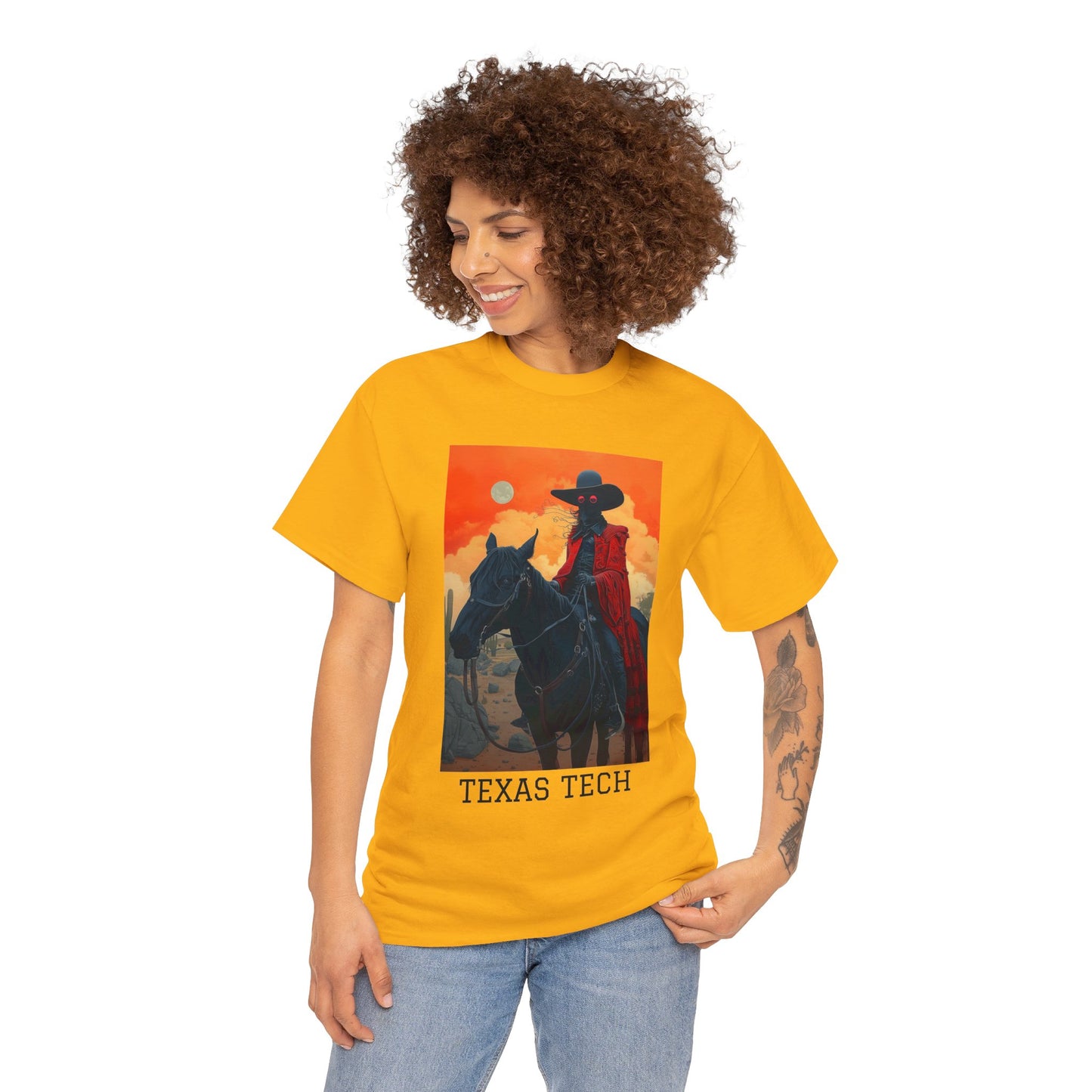 Texas Tech 01F - Unisex Heavy Cotton Tee - Image on the Front