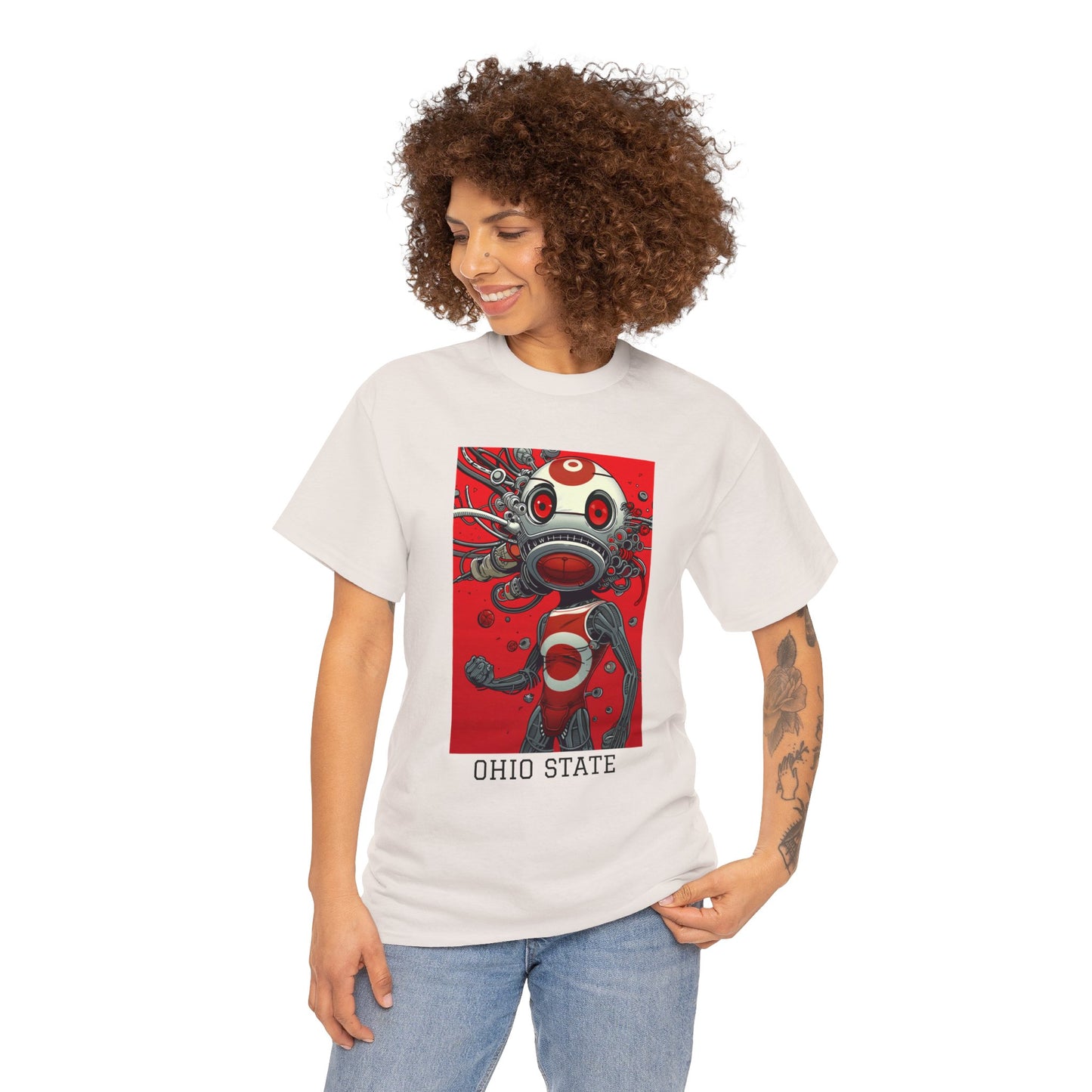 Ohio State 01F - Unisex Heavy Cotton Tee - Image on the Front