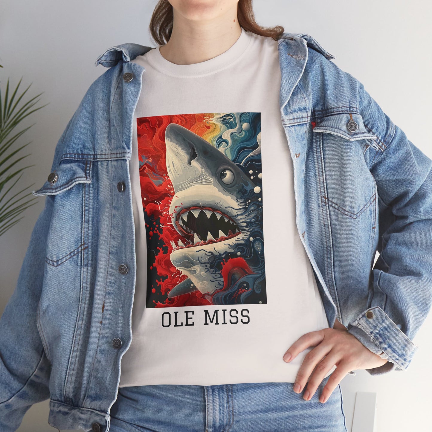 Ole Miss 01F - Unisex Heavy Cotton Tee - Image on the Front