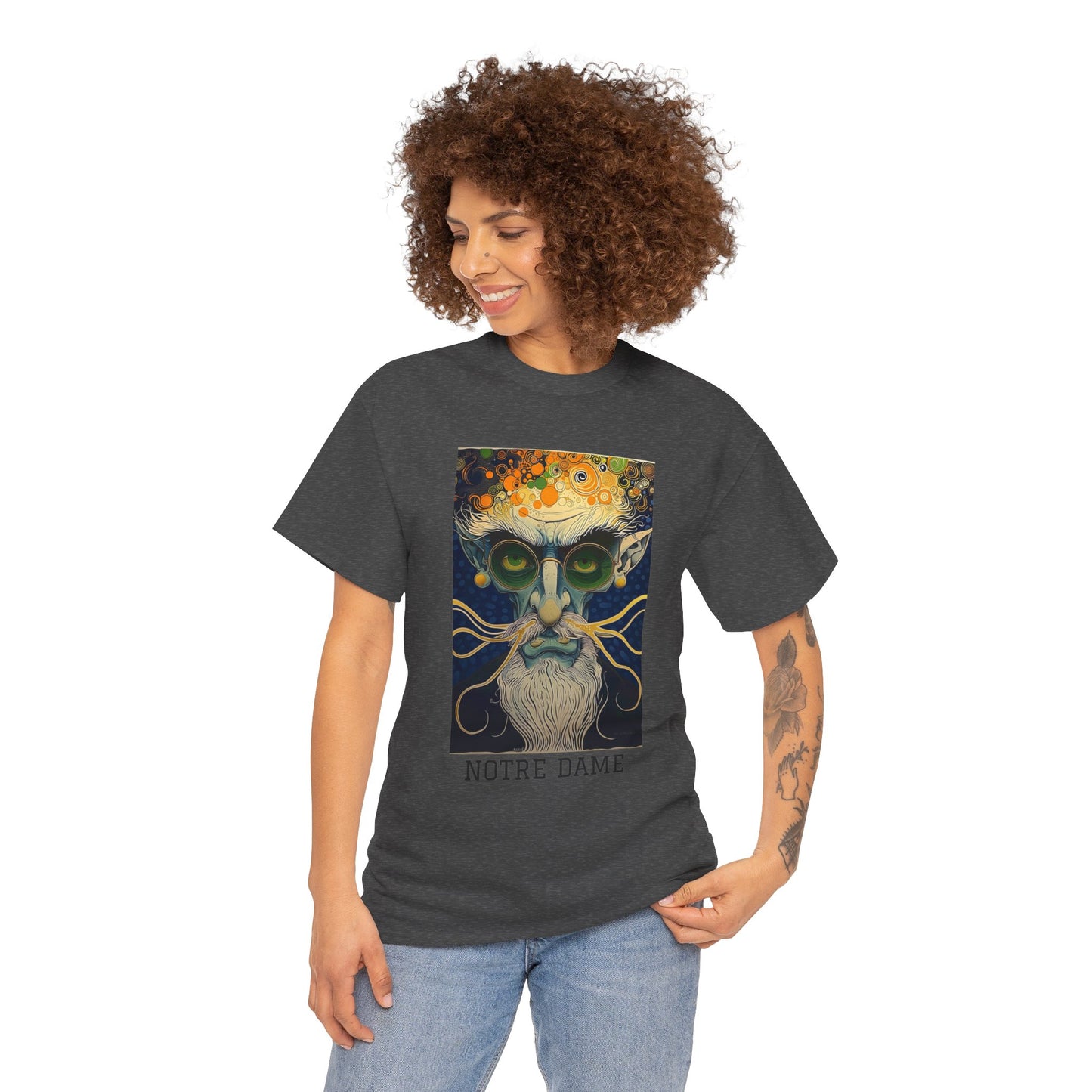 Notre Dame 02F - Unisex Heavy Cotton Tee - Image on the Front