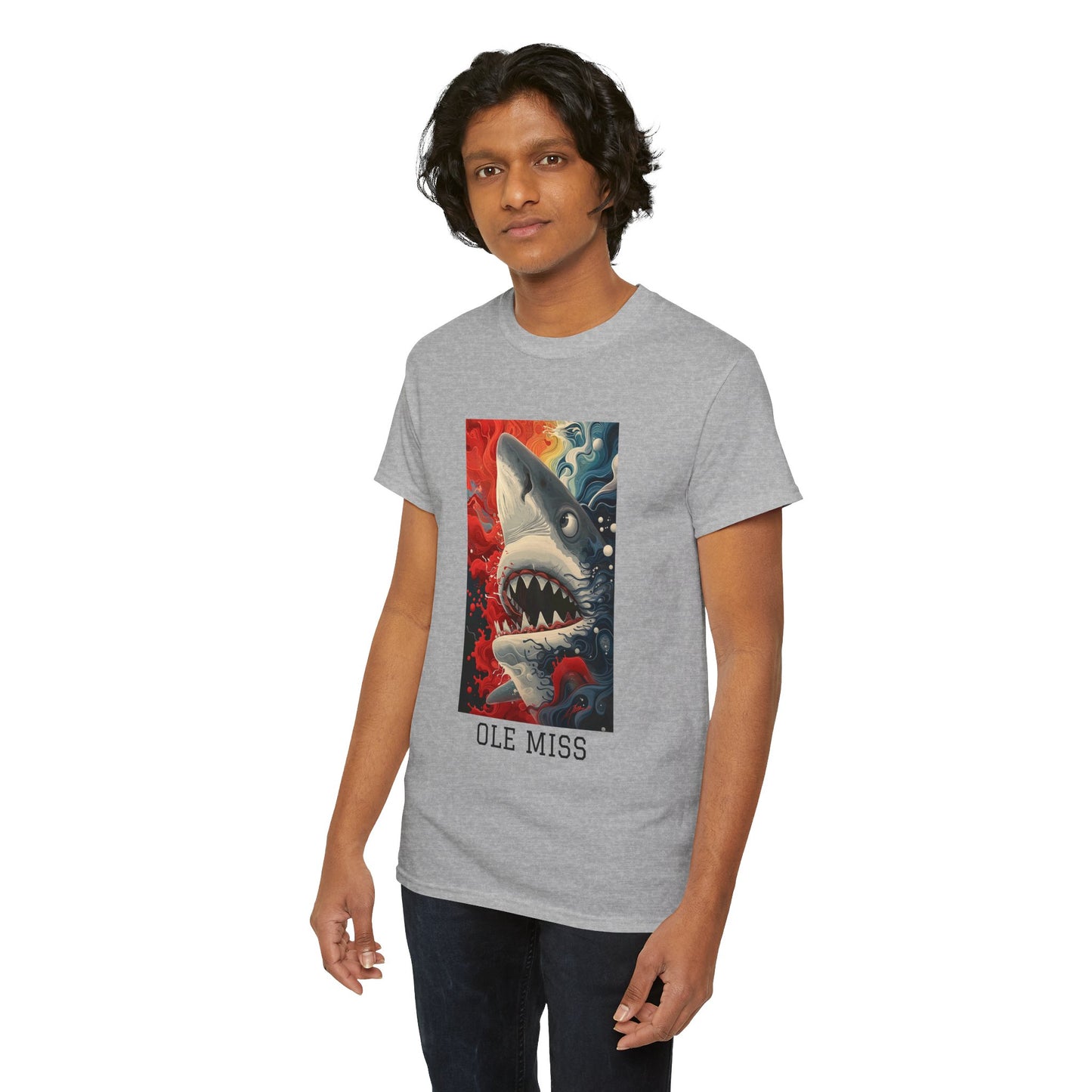 Ole Miss 01F - Unisex Heavy Cotton Tee - Image on the Front