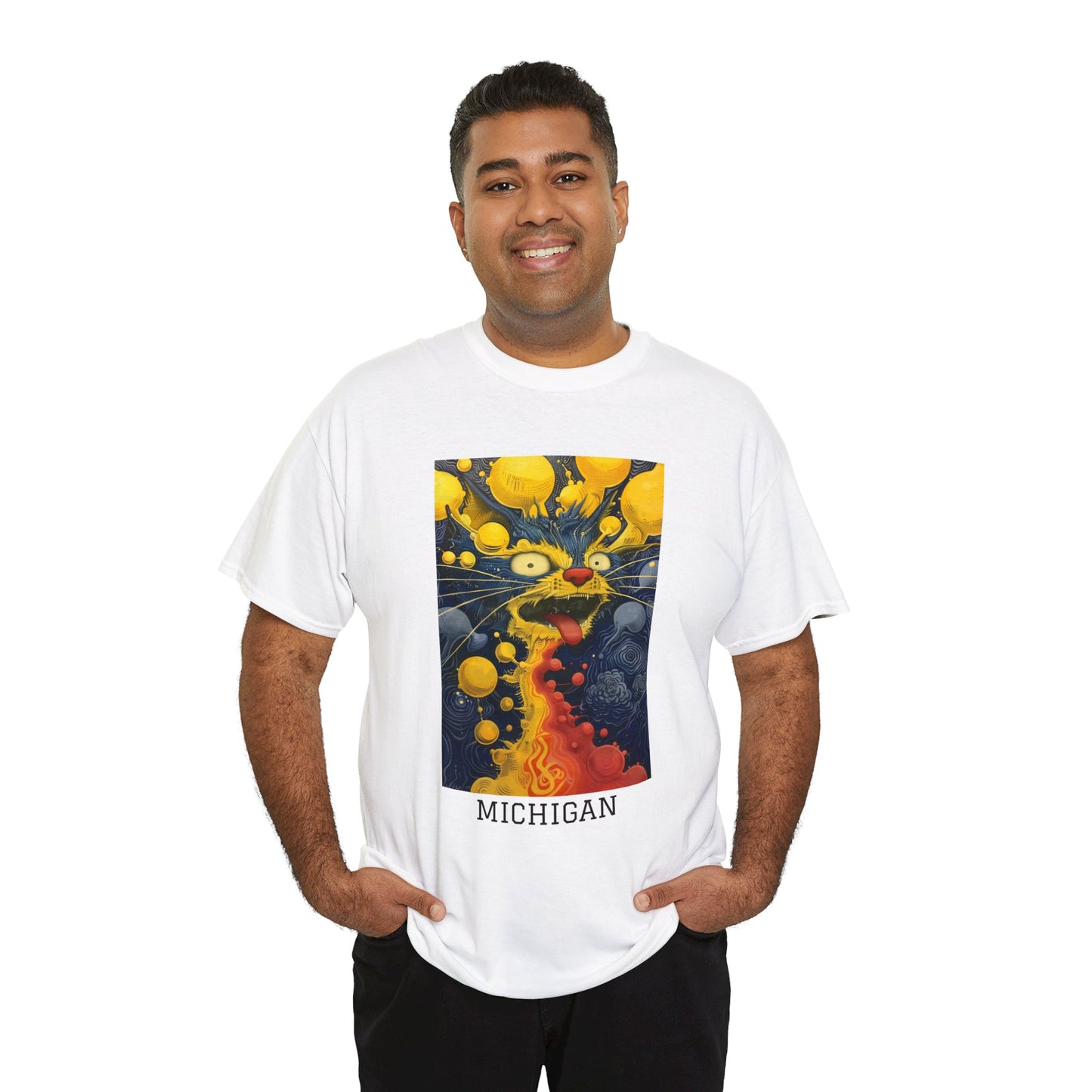 Michigan 01F - Unisex Heavy Cotton Tee - Image on the Front
