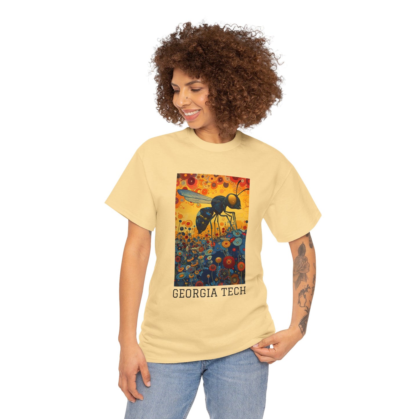 Georgia Tech 01F - Unisex Heavy Cotton Tee - Image on the Front