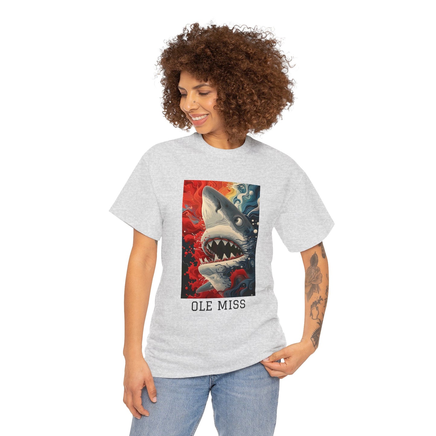 Ole Miss 01F - Unisex Heavy Cotton Tee - Image on the Front