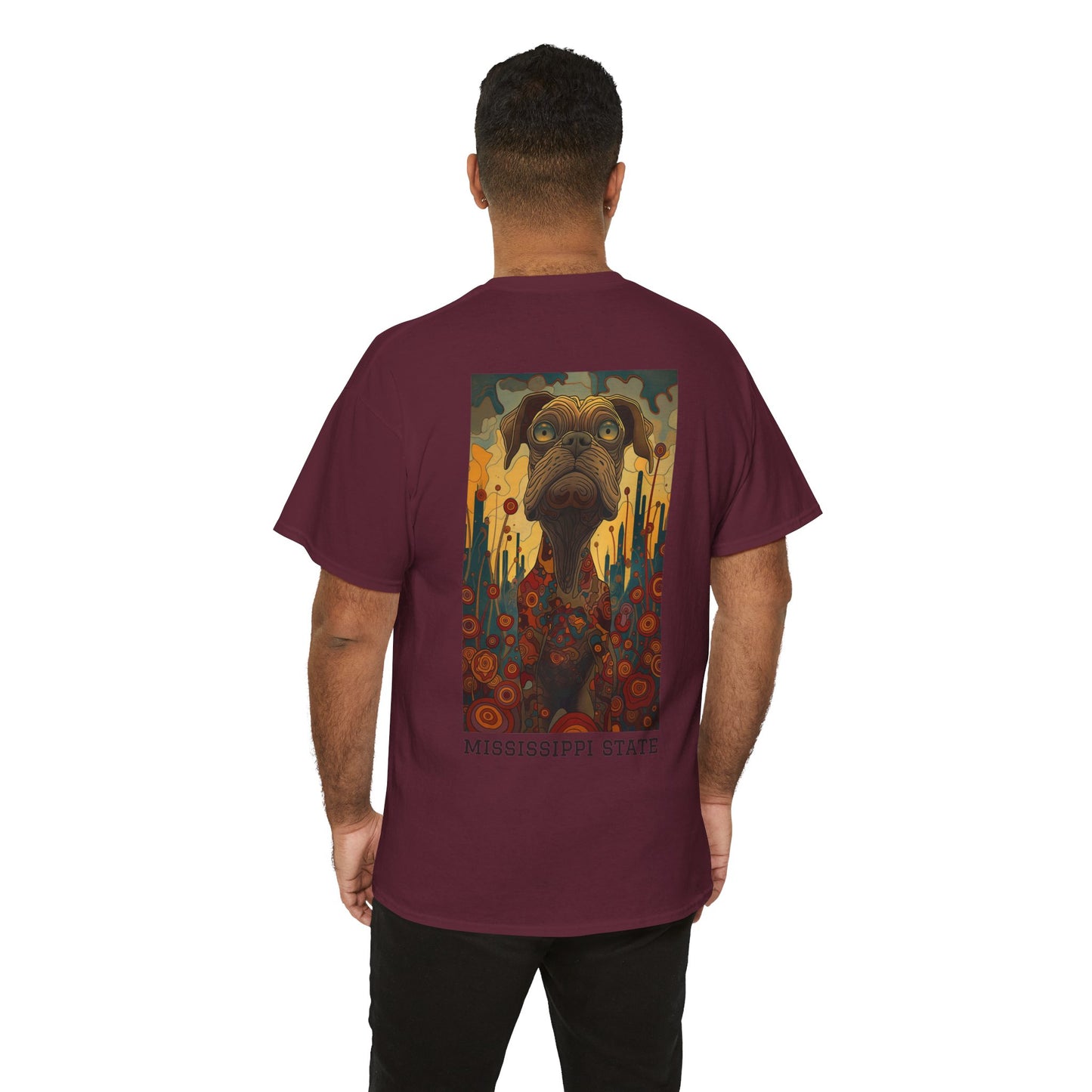 Mississippi State 01B - Unisex Heavy Cotton Tee - Image on the Back