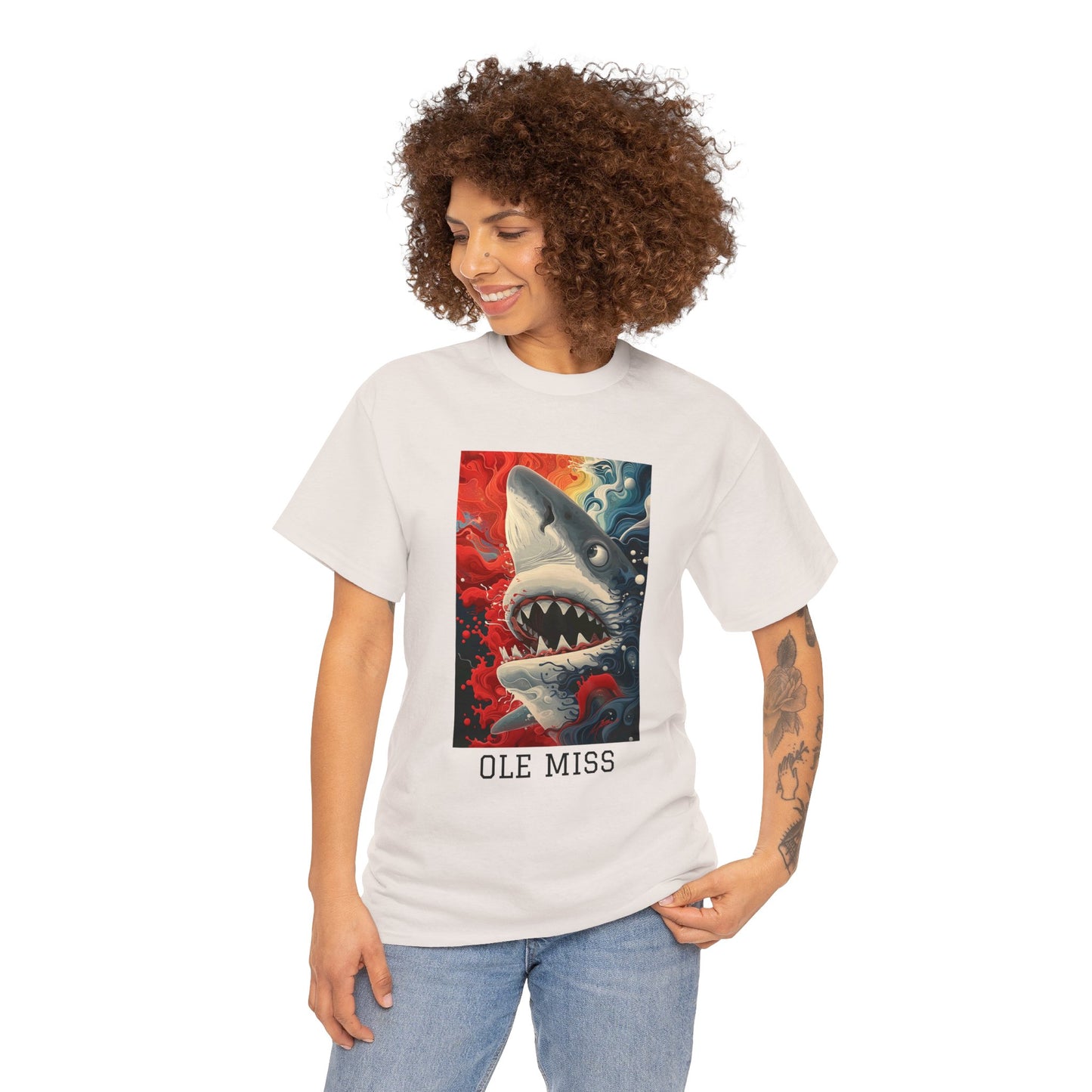 Ole Miss 01F - Unisex Heavy Cotton Tee - Image on the Front