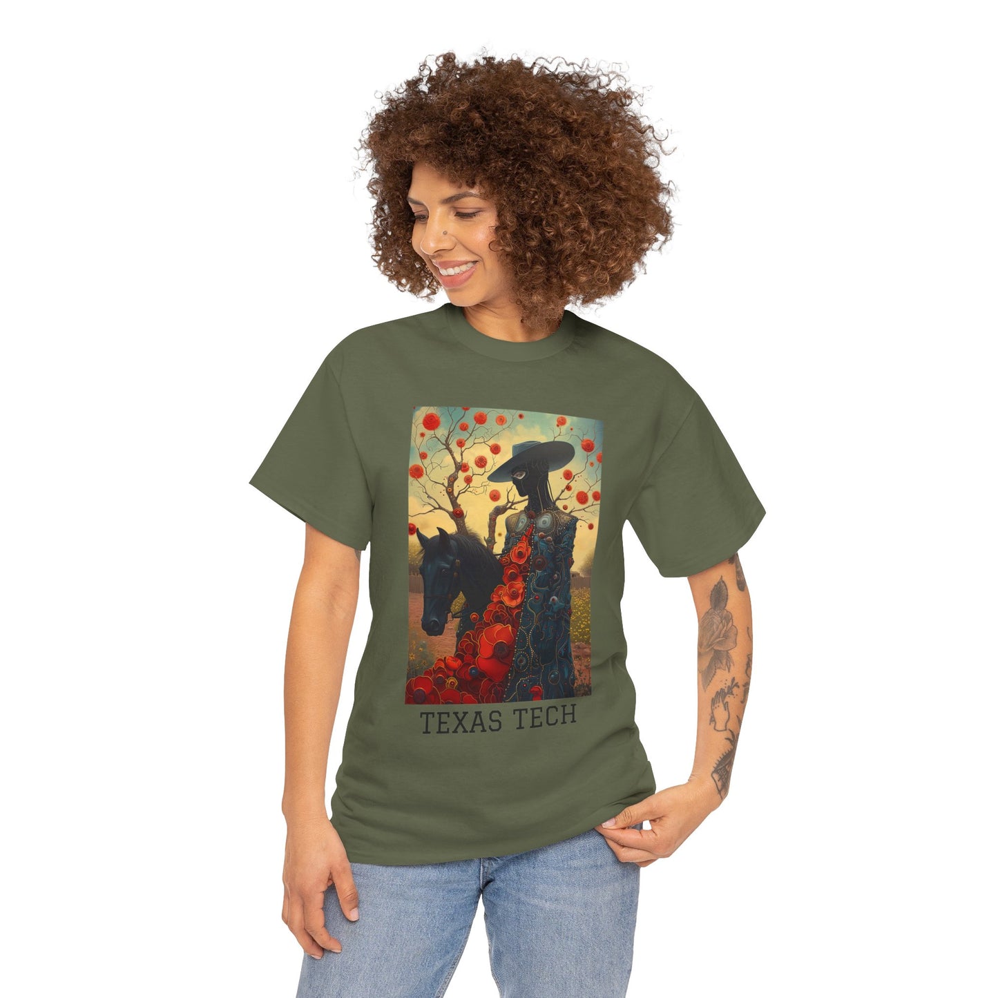 Texas Tech 03F - Unisex Heavy Cotton Tee - Image on the Front