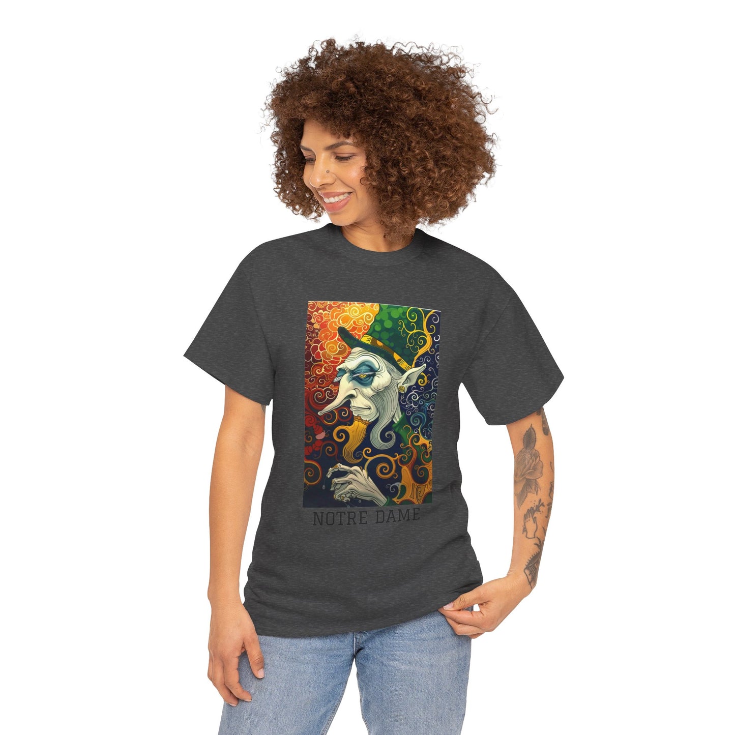 Notre Dame 01F - Unisex Heavy Cotton Tee - Image on the Front