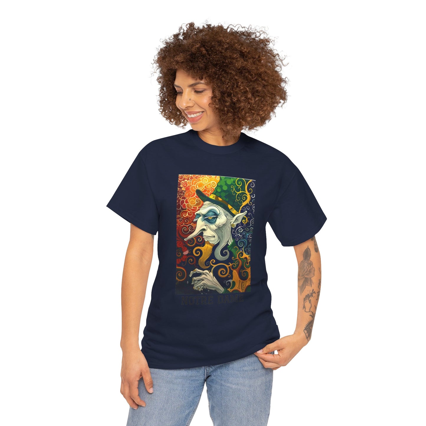 Notre Dame 01F - Unisex Heavy Cotton Tee - Image on the Front