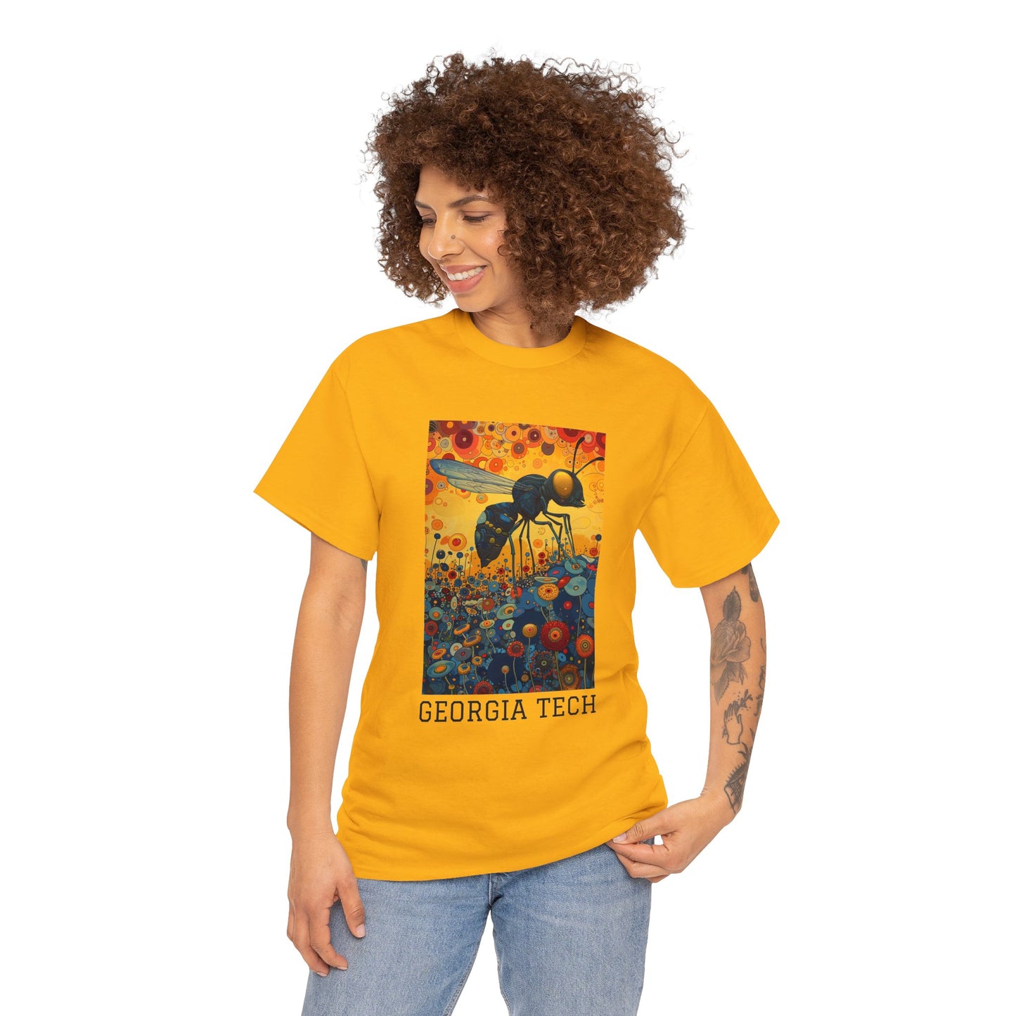 Georgia Tech 02F - Unisex Heavy Cotton Tee - Image on the Front