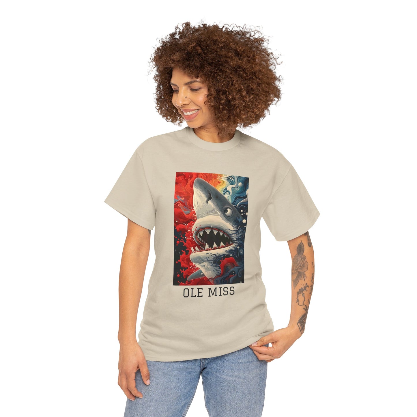 Ole Miss 01F - Unisex Heavy Cotton Tee - Image on the Front
