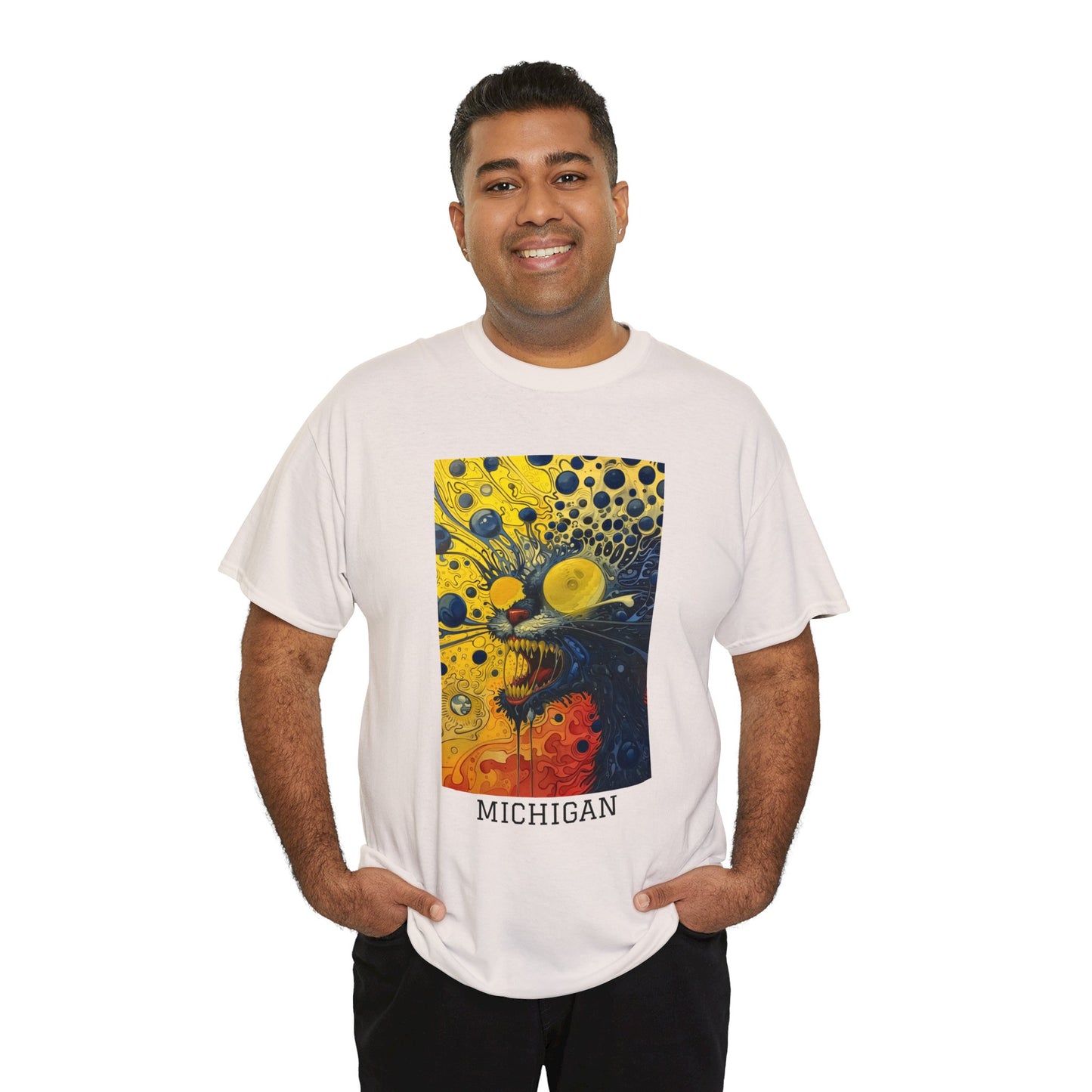 Michigan 02F - Unisex Heavy Cotton Tee - Image on the Front