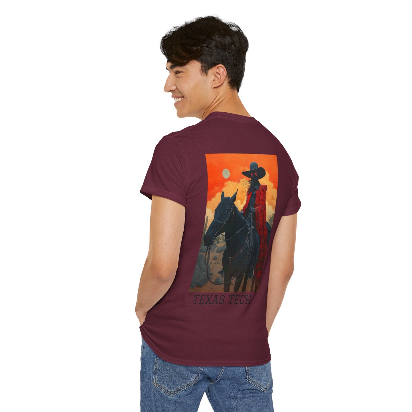 Texas Tech 01B - Unisex Heavy Cotton Tee - Image on the Back