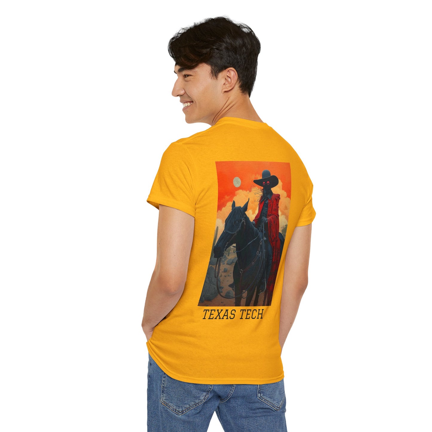 Texas Tech 01B - Unisex Heavy Cotton Tee - Image on the Back