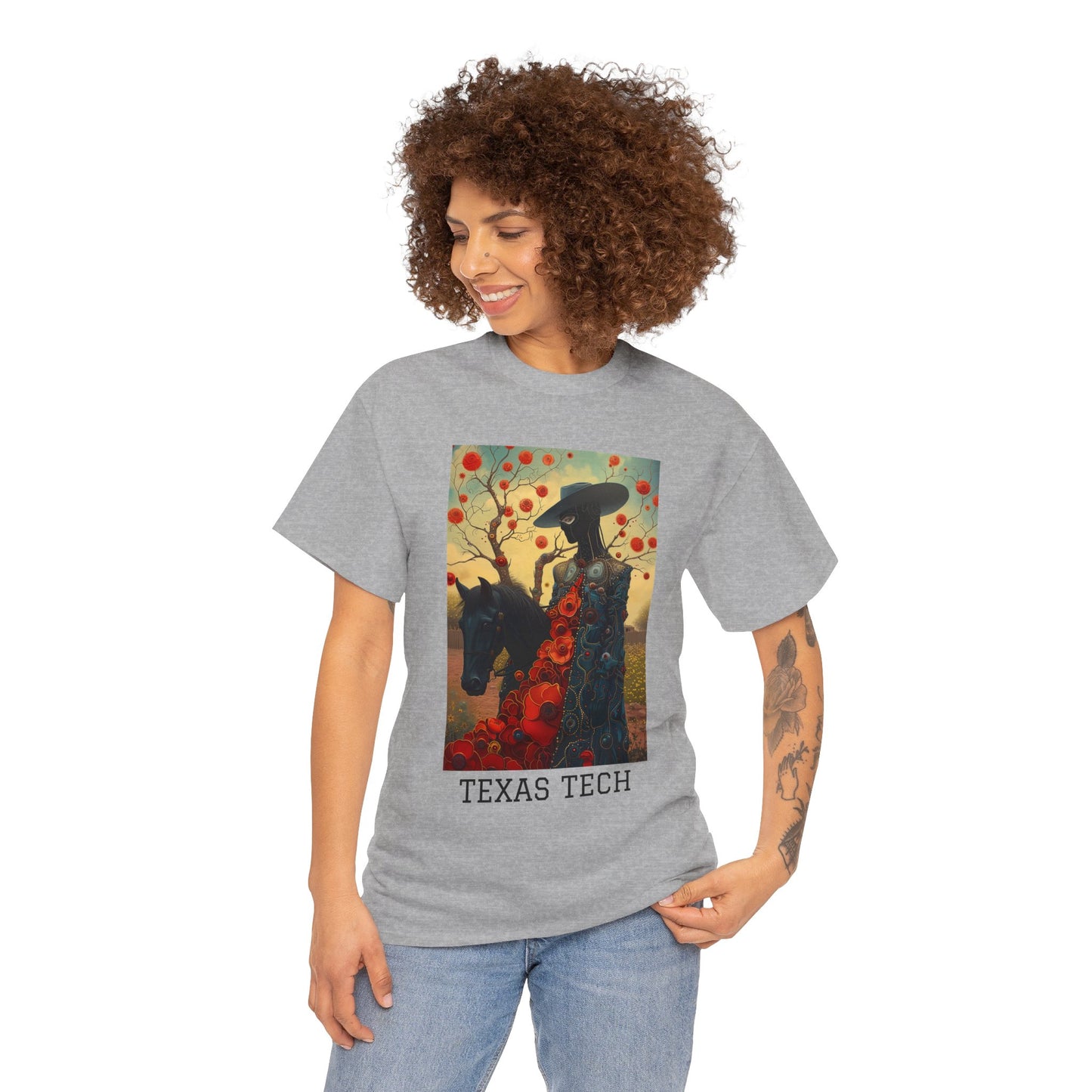 Texas Tech 03F - Unisex Heavy Cotton Tee - Image on the Front