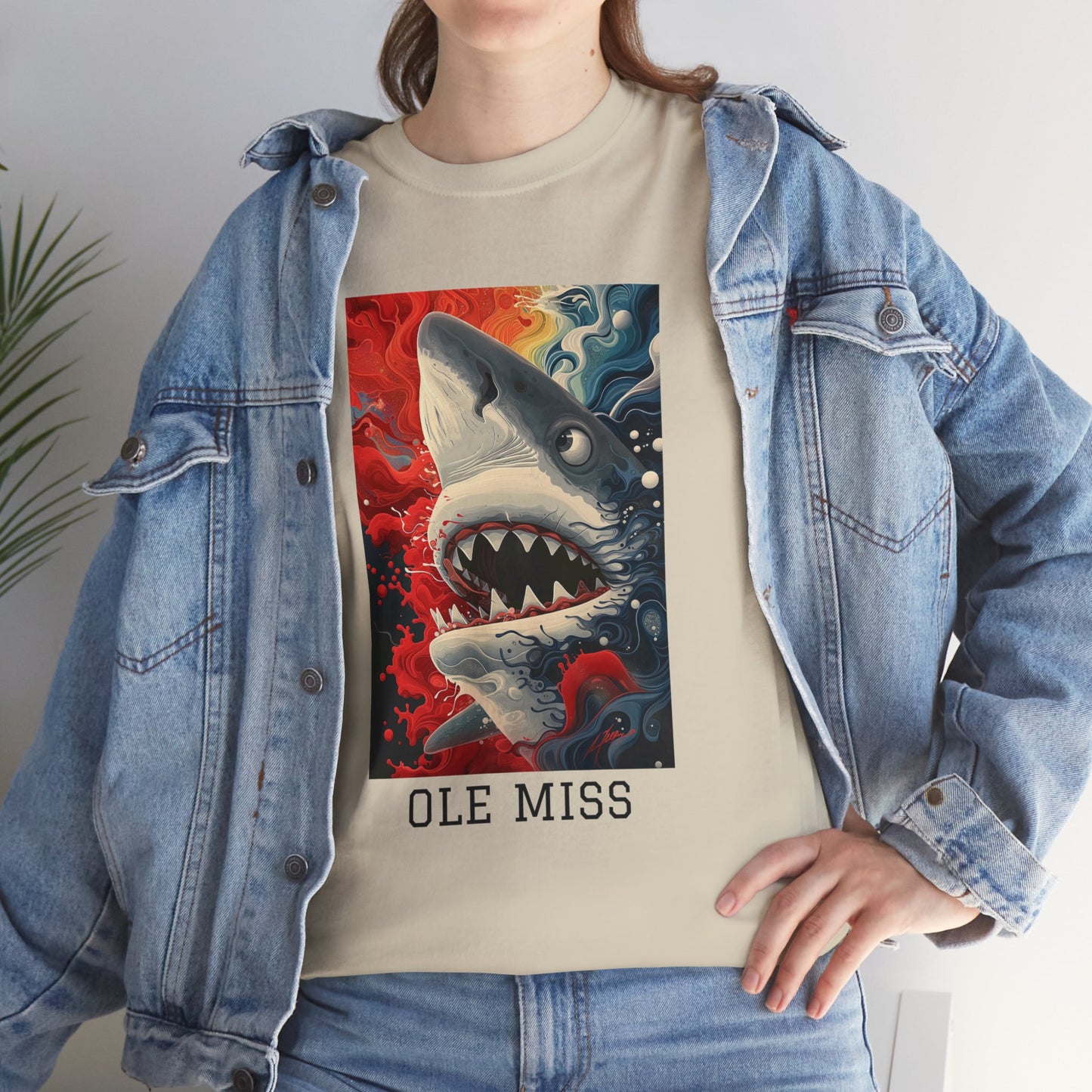 Ole Miss 01F - Unisex Heavy Cotton Tee - Image on the Front