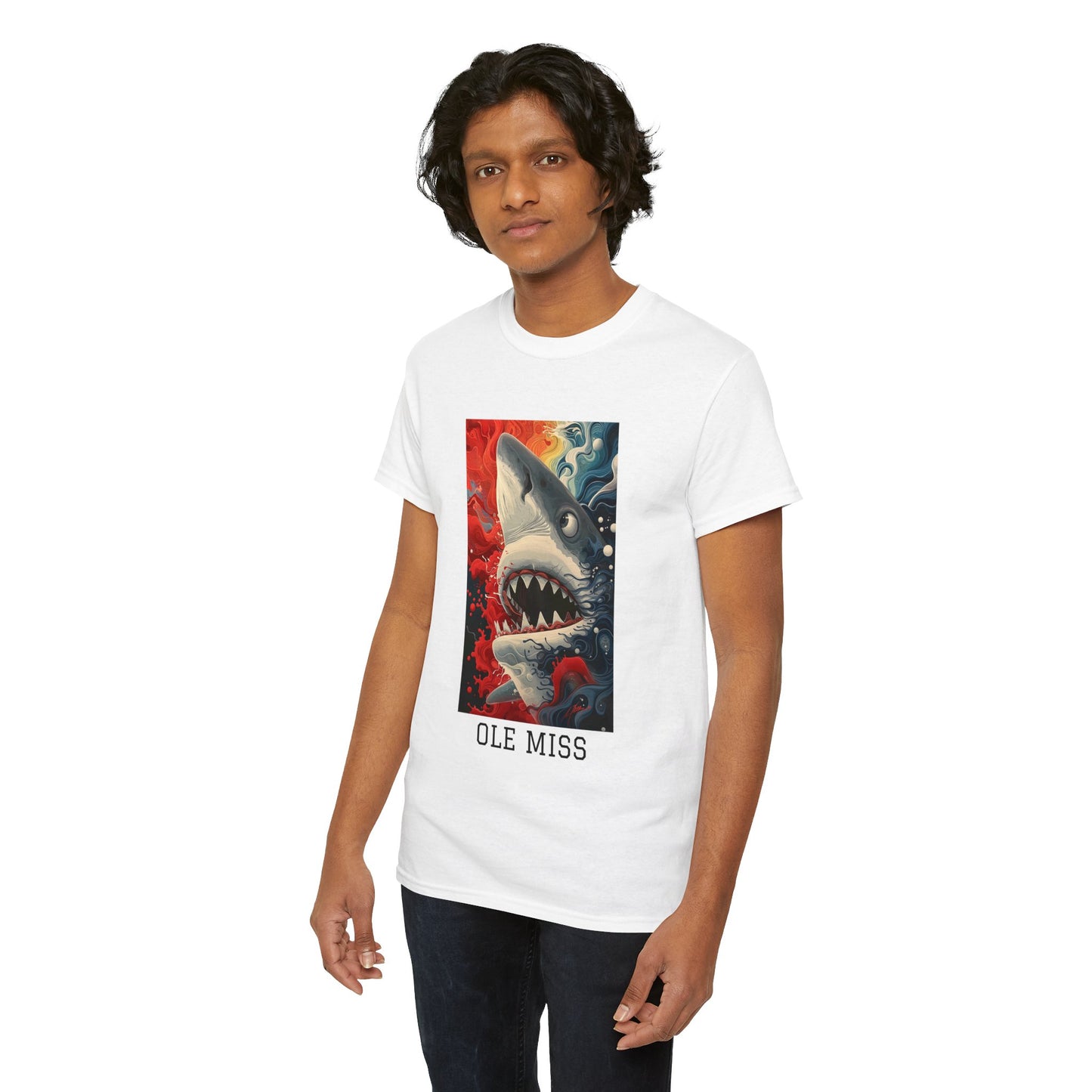 Ole Miss 01F - Unisex Heavy Cotton Tee - Image on the Front
