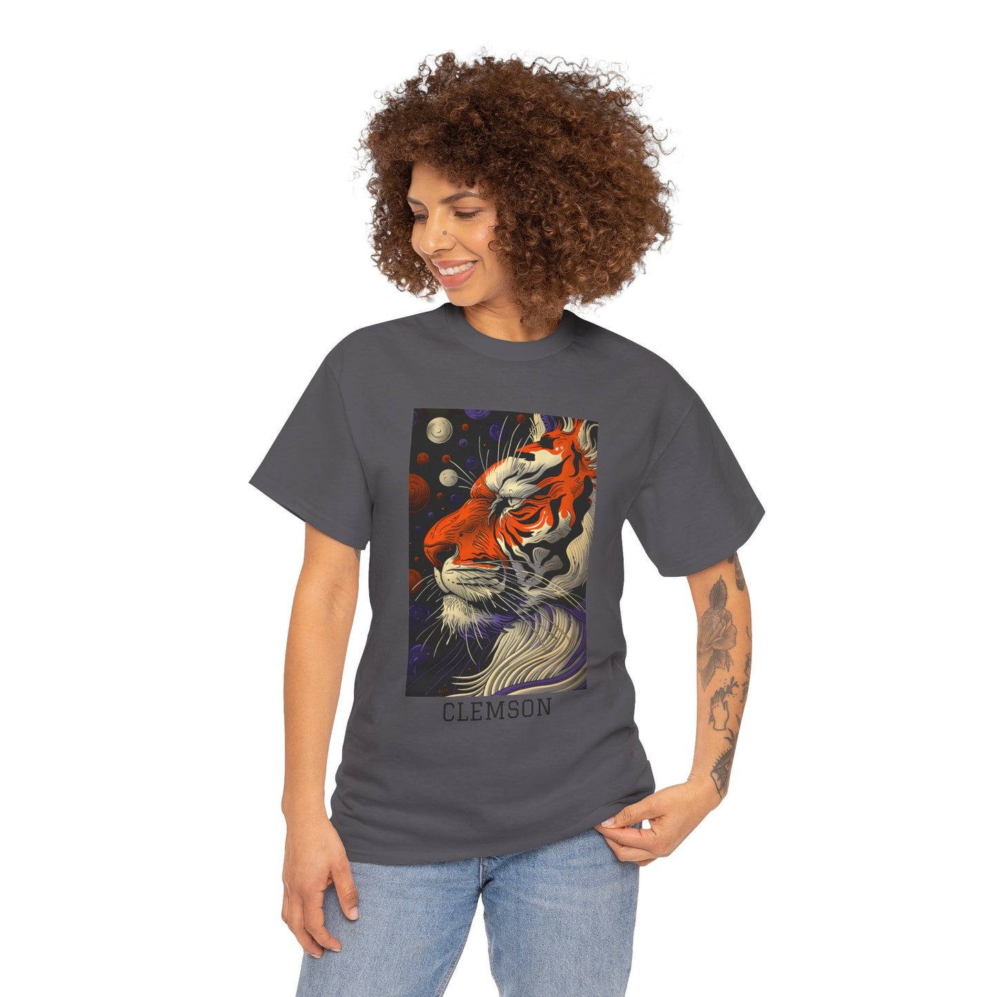 Clemson 02F - Unisex Heavy Cotton Tee - Image on the Front