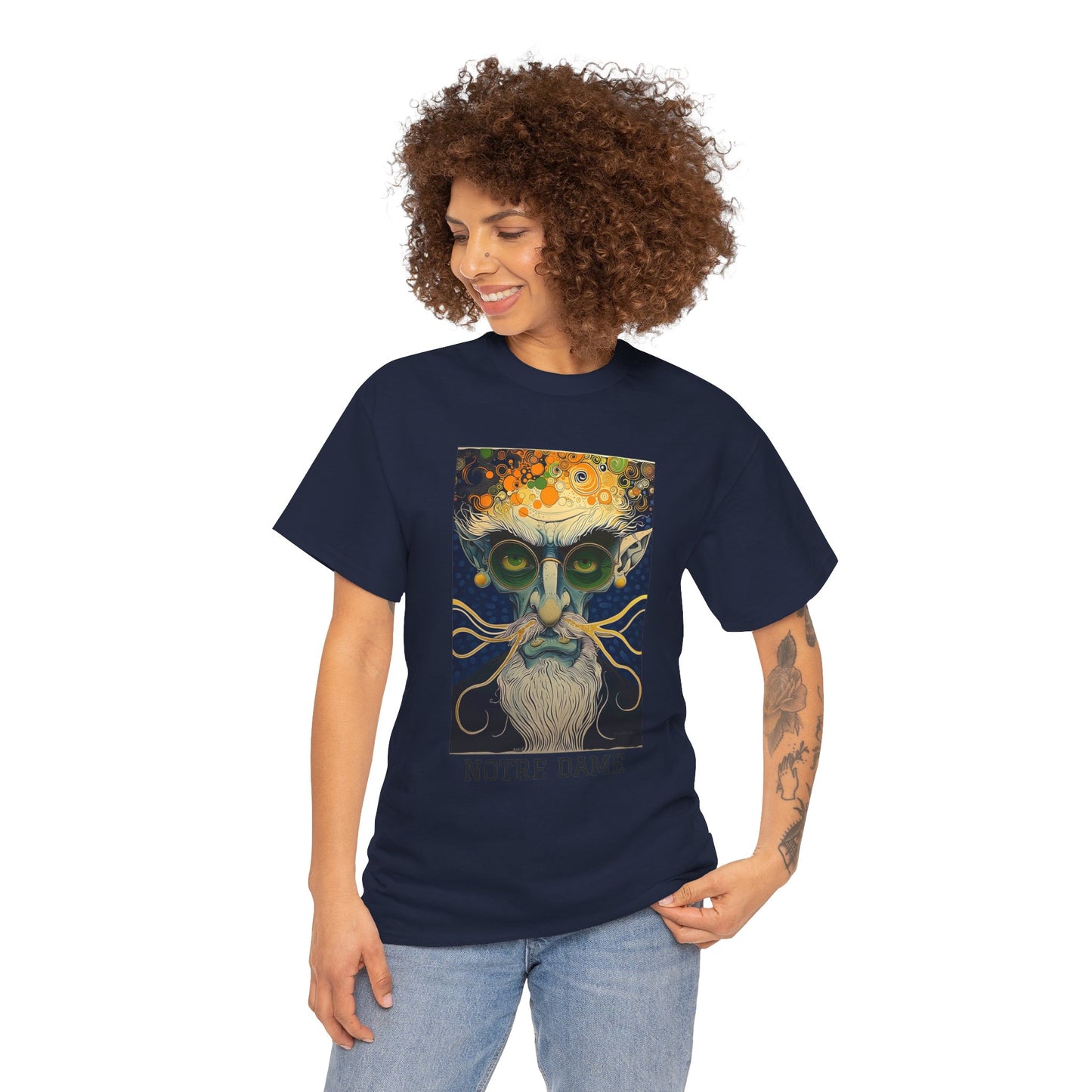Notre Dame 02F - Unisex Heavy Cotton Tee - Image on the Front