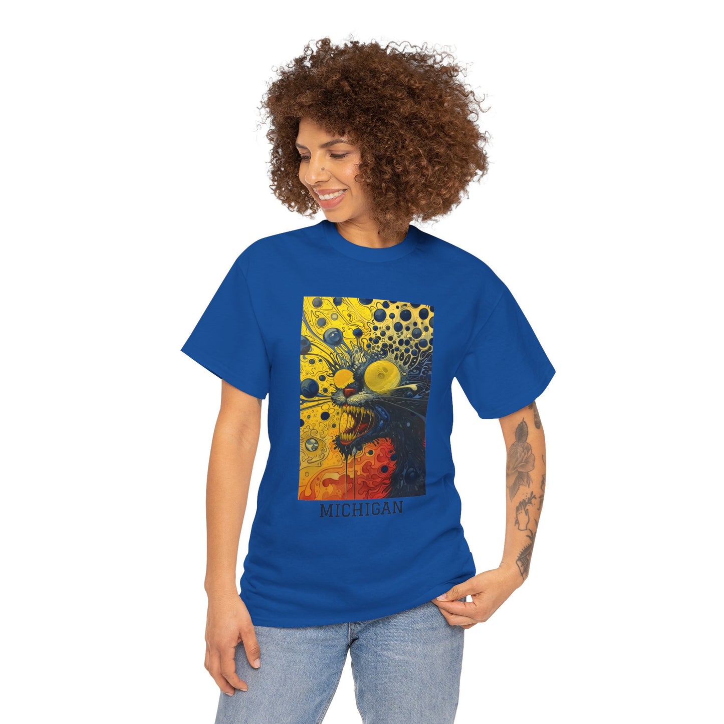Michigan 02F - Unisex Heavy Cotton Tee - Image on the Front