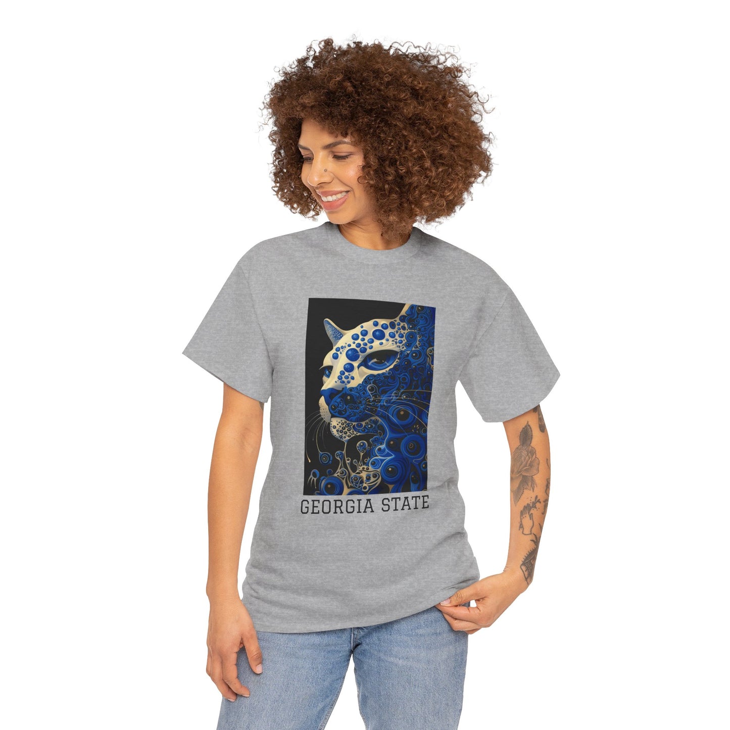 Georgia State 01F - Unisex Heavy Cotton Tee - Image on the Front