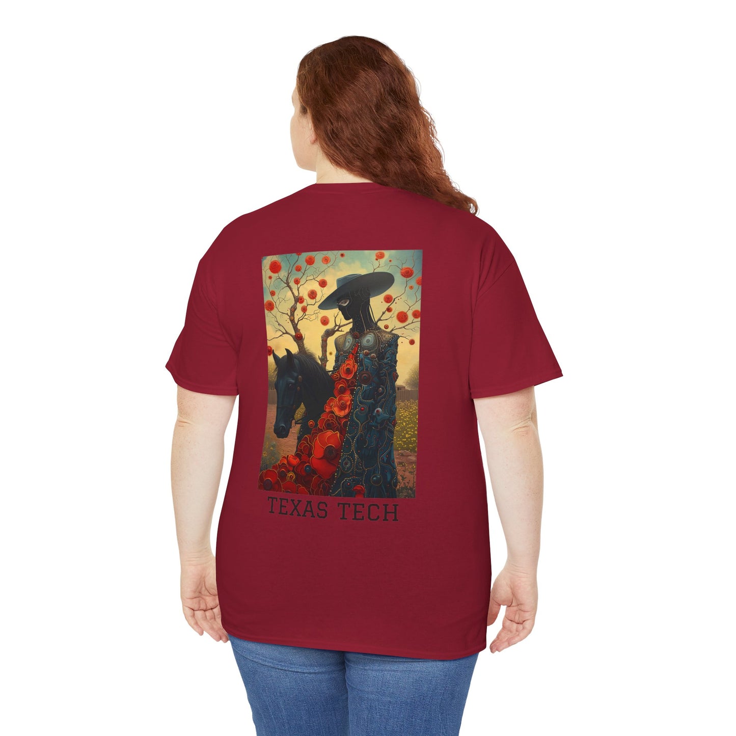 Texas Tech 03B - Unisex Heavy Cotton Tee - Image on the Back