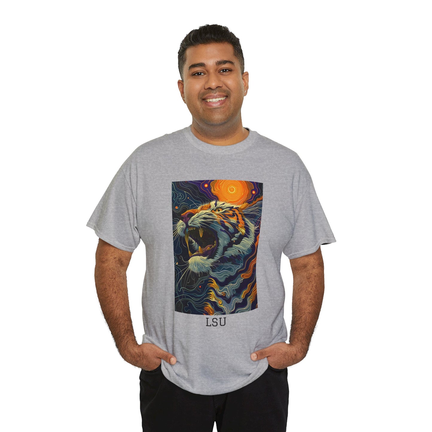 LSU 01F - Unisex Heavy Cotton Tee - Image on the Front